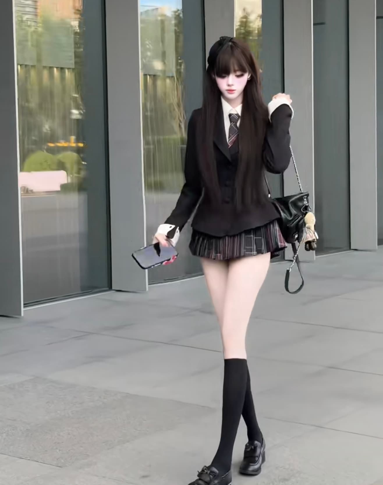 칭탄 구멍 여성 높음 yeye 이른 가을 학원 스타일 품격 허리 수축 슬림해 보이는 패션 다용도 세트 이미지 2