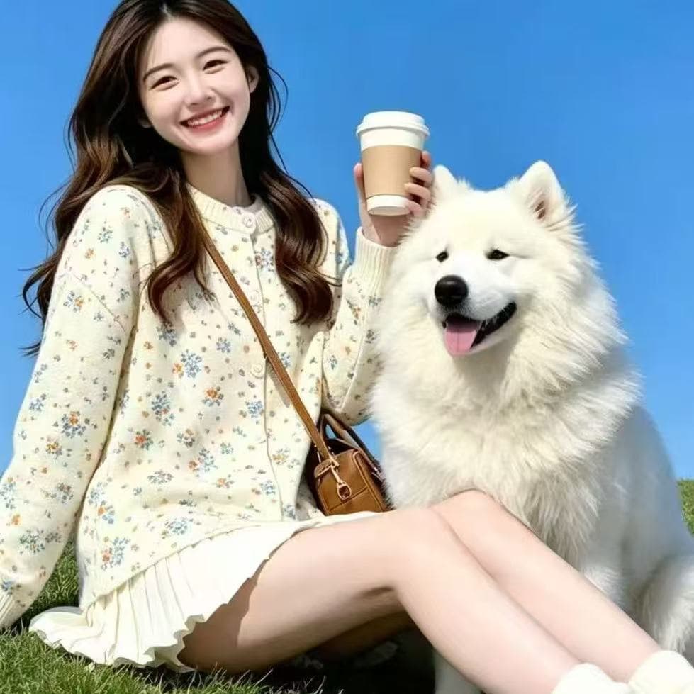 가을 겨울 새로운 달콤함 연령 감소 꽃무늬 프린트 니트 오픈 가디건 부드러운 한 부서 작은 청신 플리츠 미니 스커트 세트 상세 이미지 4
