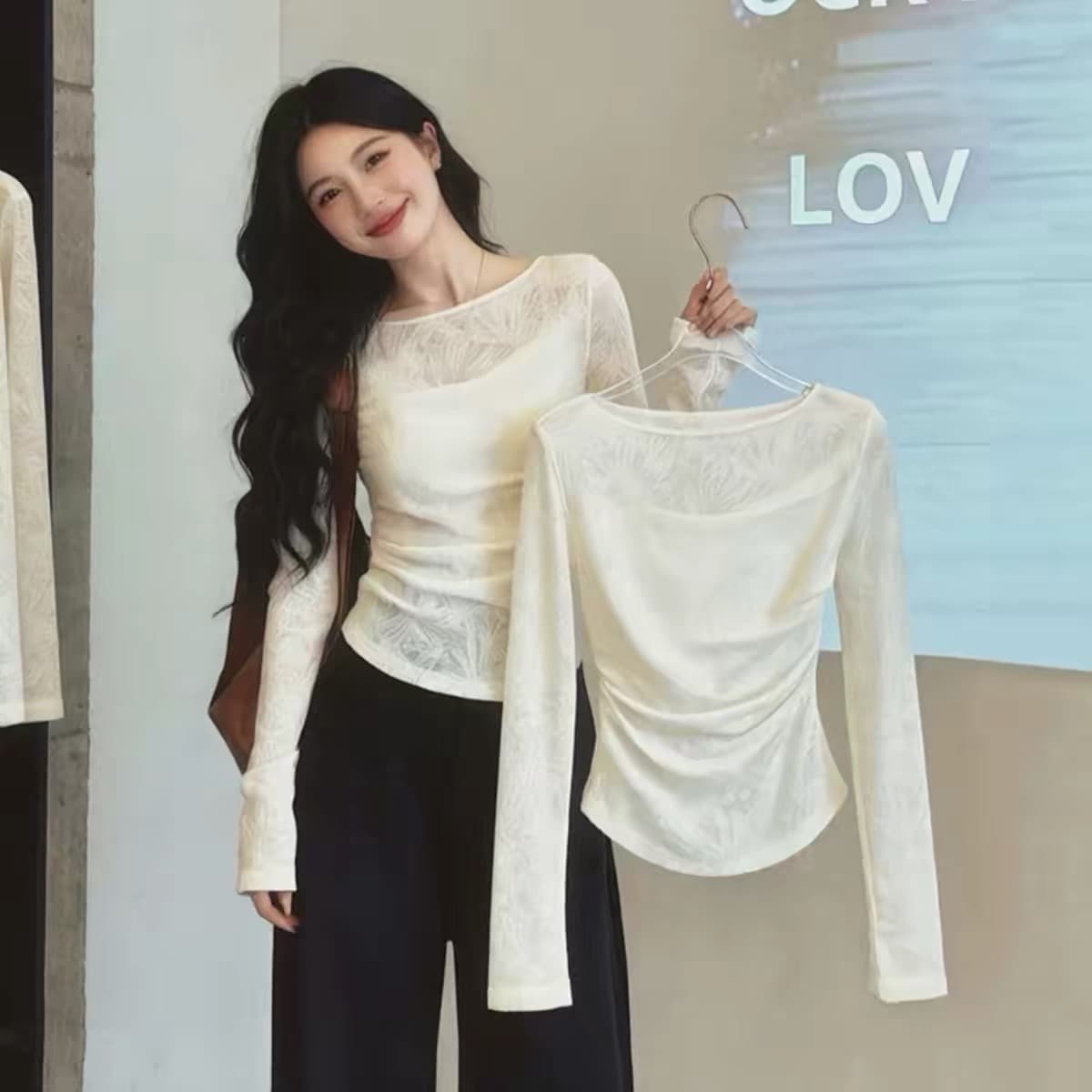 프랑스식 레트로 화이트 레이스 작은 셔츠 여성 가을 작은 대중 패션 몸매 가꾸기 슬림해 보이는 인사이드 가져 가라. 스택 착용 기본 셔츠 맨위 상세 이미지 1