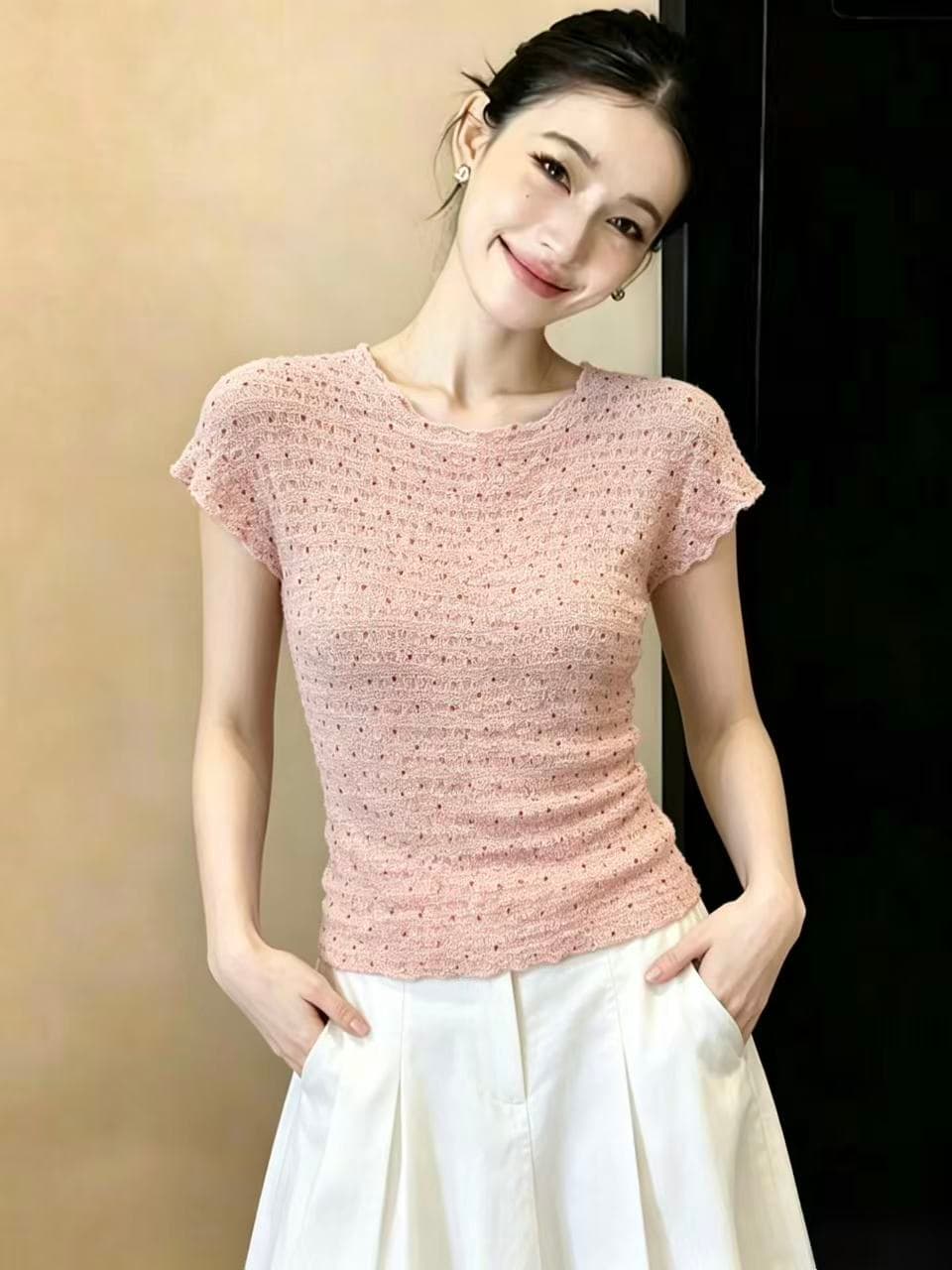 실사 순수한 욕망 핫걸 바람 프릴 레이스 계층의 감각 작은 날다 소매 광장 칼라 슬립 여성 셔츠 chic 상세 이미지 5