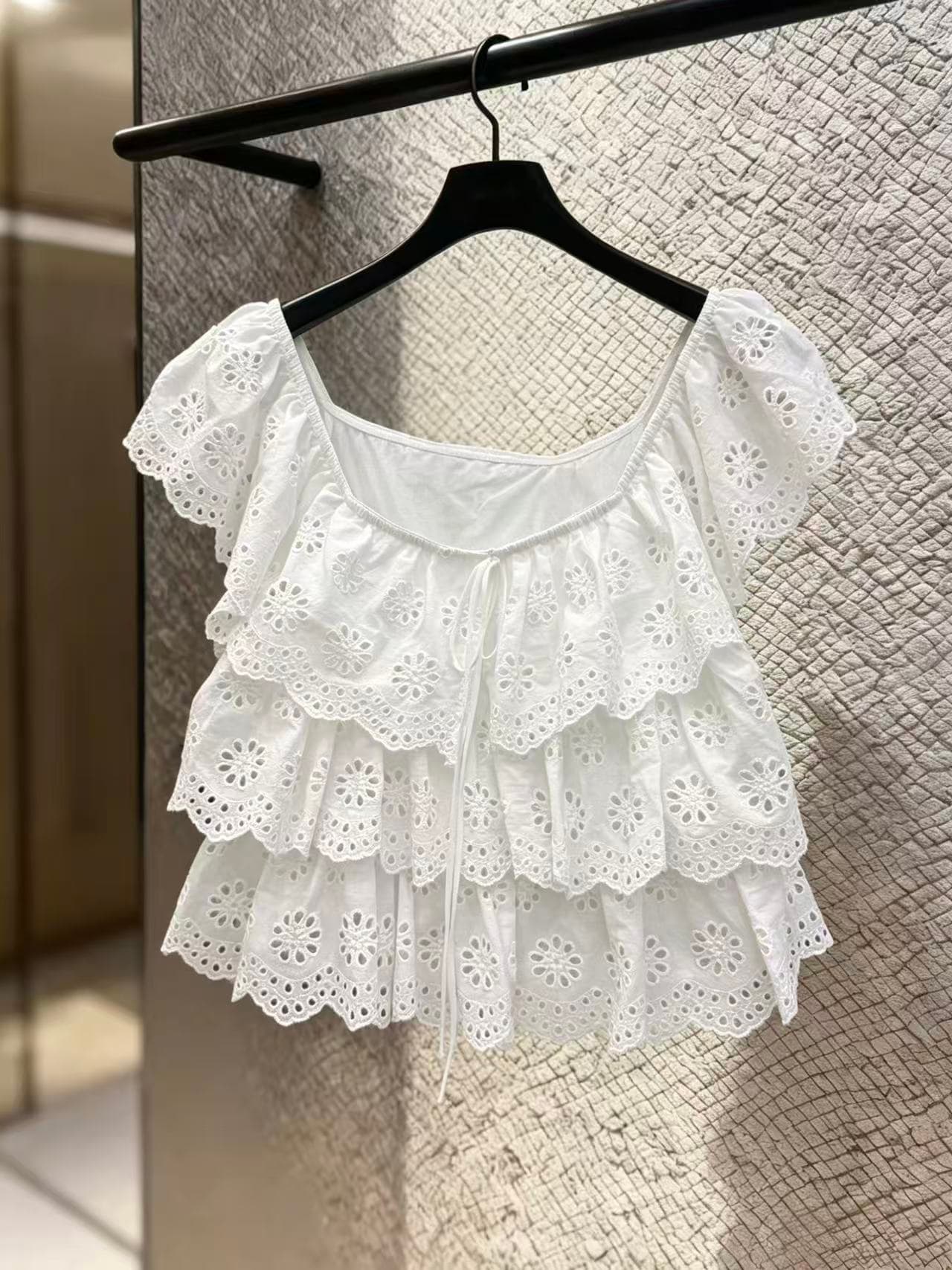 실사 한국 동대문 여름 새로운 품격 프릴 레이스 달콤함 연령 감소 맨위 여성 chic 무거운 작업 섹션 상세 이미지 2