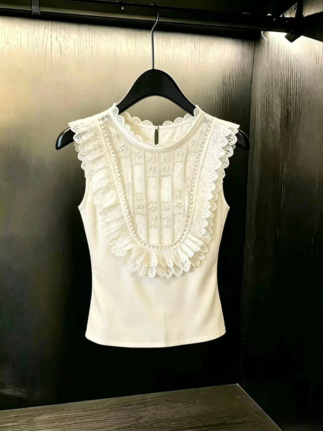 실사 프랑스식 고급 센스 품격 새로운 레이스 레이스 디자인 센스 작은 대중 여성 셔츠 chic 이미지 4