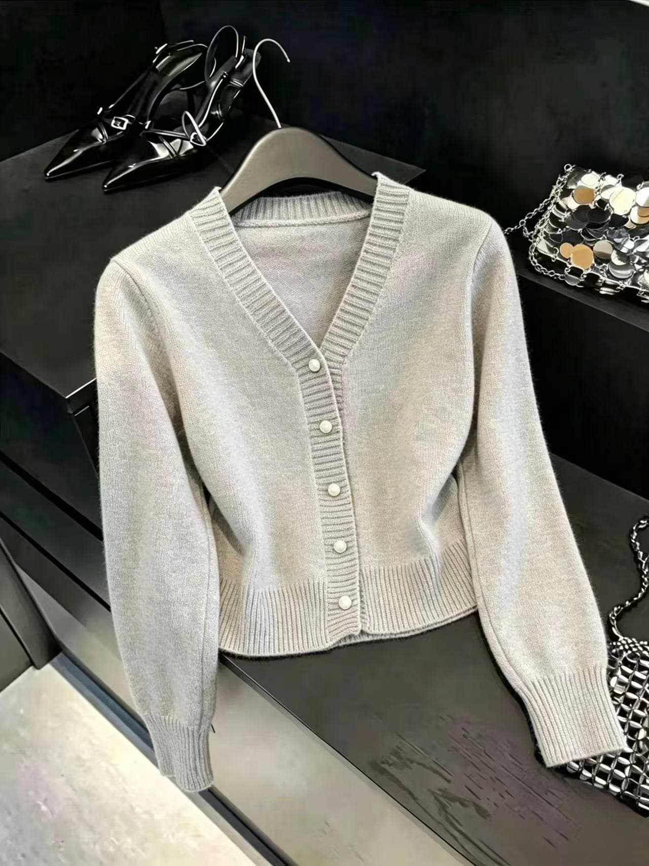 실사 인터넷 에디션 스웨터 오픈 가디건 여성 코트 루즈핏 느긋한 V넥 니트 가을 레트로 니트 다용도 맨위 이미지 2