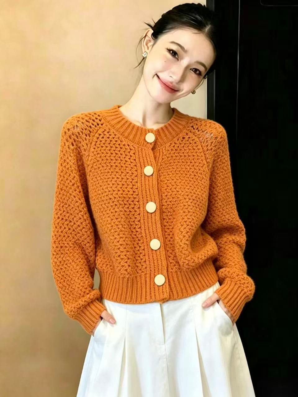 실사 라운드 넥 스웨터 여성 코트 가을 겨울 새로운 루즈핏 슬림해 보이는 느긋한 바람 니트 오픈 가디건 쇼트 스타일 맨위 ins 상세 이미지 5