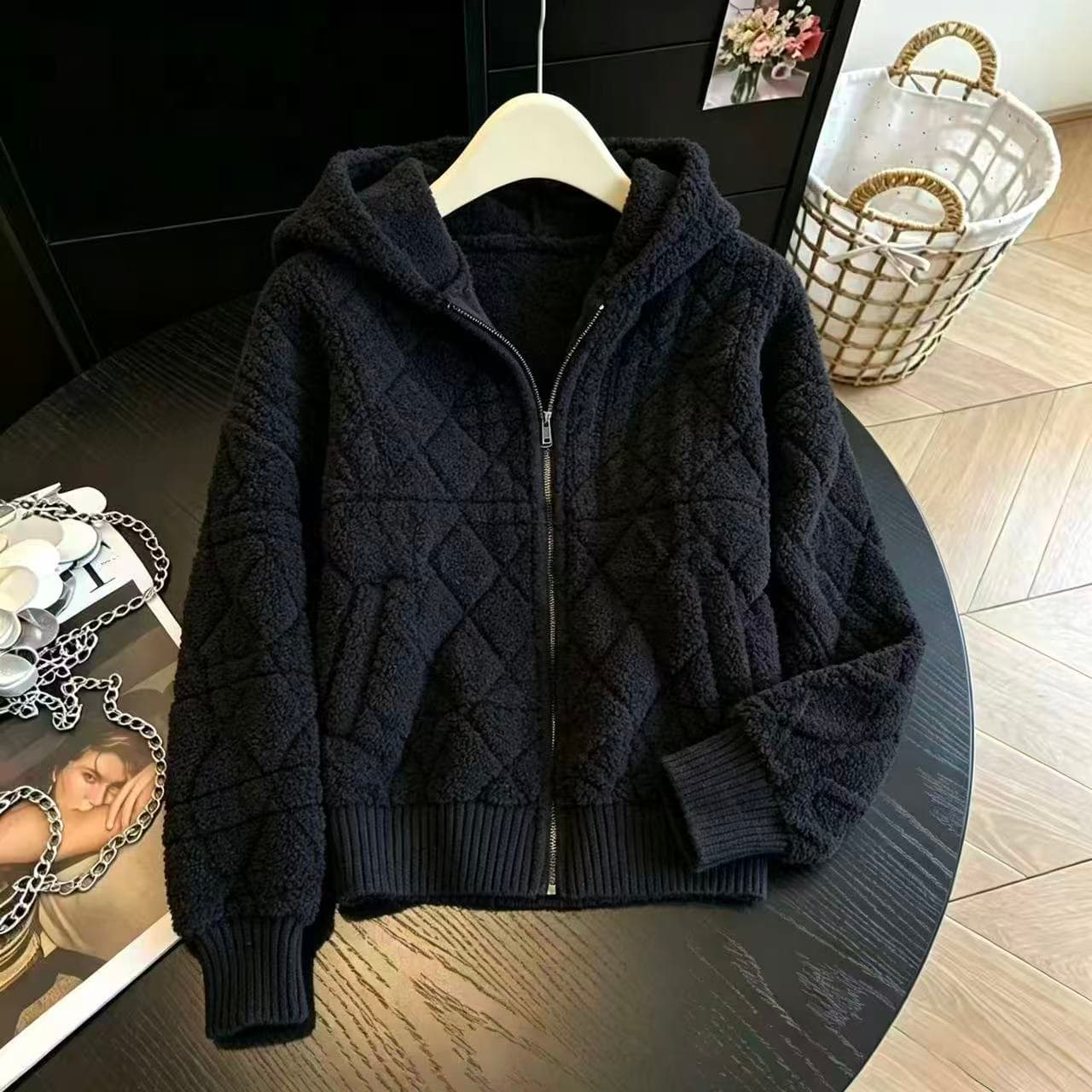 실사 검정색 후드 스웨터 오픈 가디건 여성 코트 2026 새로운 느긋한 바람 한 부서 착용 가져 가라. 분위기 센스 가을 맨위 상세 이미지 6