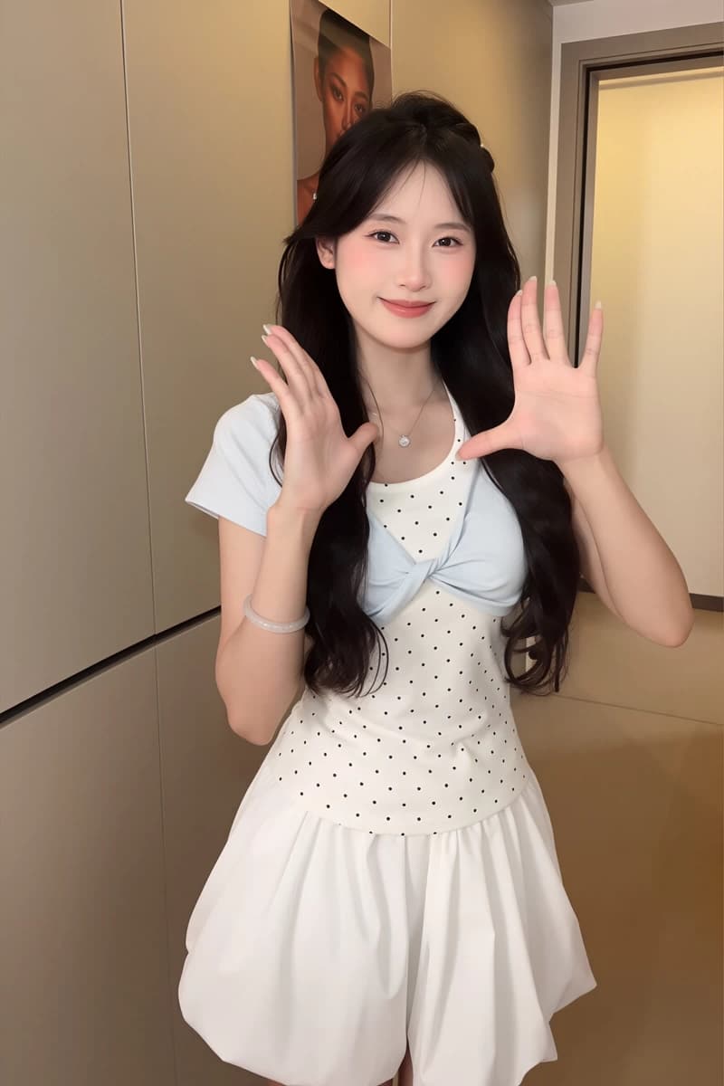 한 부서 비틀림 반팔 블라우스 여성 여름 착용 가져 가라. 레이스 측면 도트 무늬 행침 목 조끼 몸매 가꾸기 가짜 2 피스 슈트 맨위 상세 이미지 9
