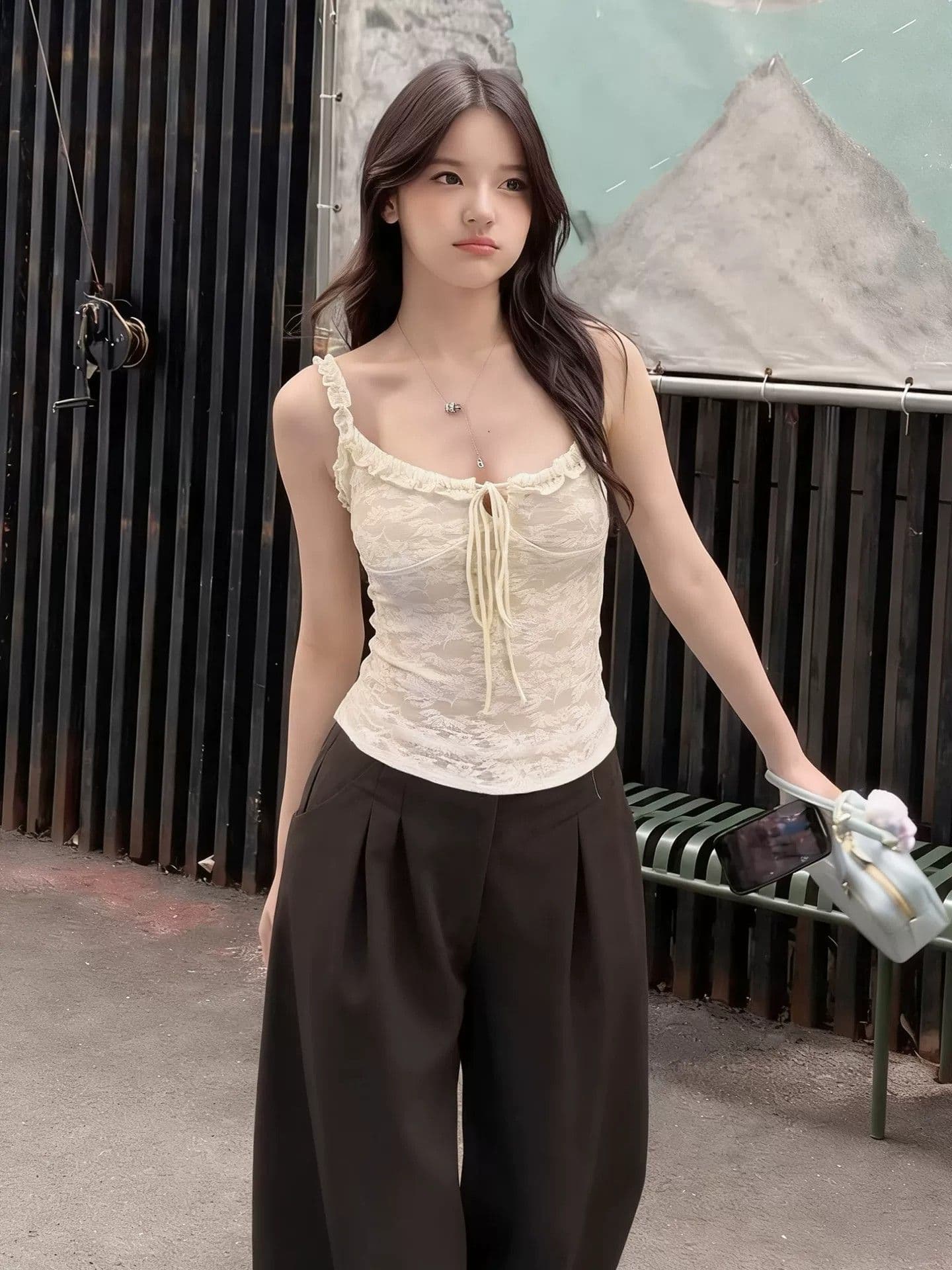 한 스타일 핫걸 바람 레이스 홀로우 아웃 캐미솔 여름 새로운 몸매 가꾸기 슬림해 보이는 섹시함 디자인 센스 맨위 트렌디 상세 이미지 11