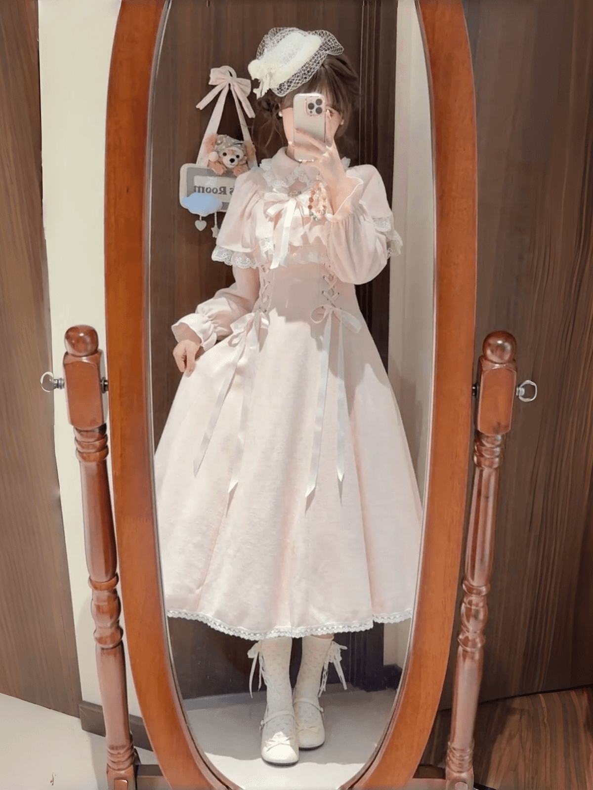 일본식 달콤함 핑크색 클리어 부서 레이스 조각 나비 매듭 페이크 레이어드 망토 숄 lolita 치마 로리타 이미지 4
