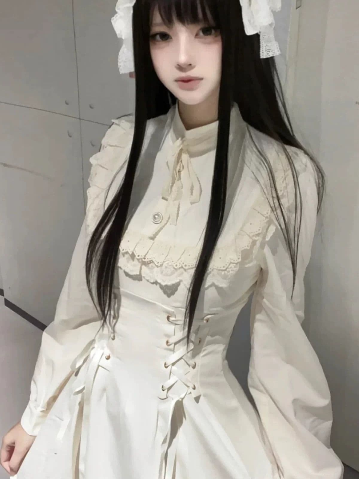 프랑스식 레트로 궁정 바람 여성 드레스 이른 가을 긴팔 작은 키 롱 스커트 익스트림 제인 바람 착용 가져 가라. 꼬집기 허리 치마 상세 이미지 10
