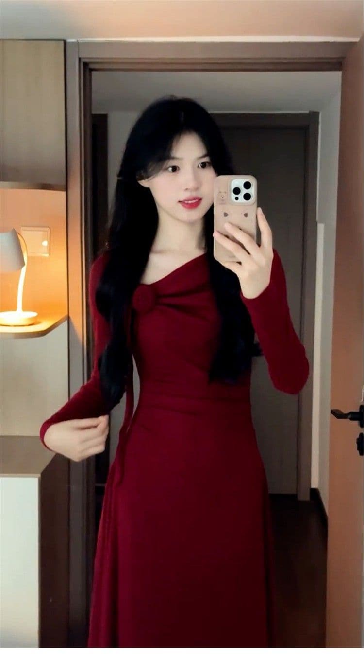 한국 동대문 가을 새로운 보트 칼라 여성 드레스 로얄 자매 바람 빛 요리 한 몸매 가꾸기 슬림해 보이는 다용도 허리 수축 치마 상세 이미지 9