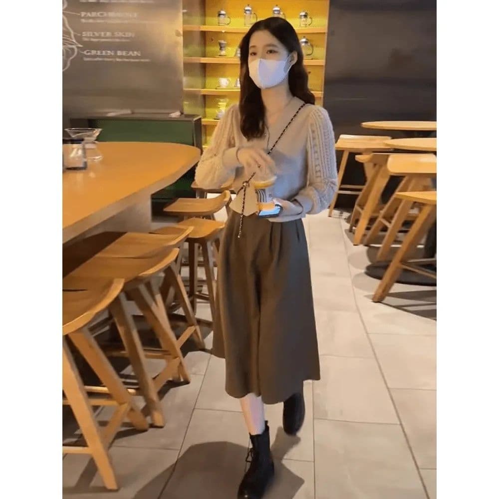 한국 동대문 슈퍼 화재 새로운 이른 가을 고급 센스 연령 감소 한국 드라마 착용 가져 가라. 패션 오픈 가디건 기본 셔츠 맨위 이미지 3