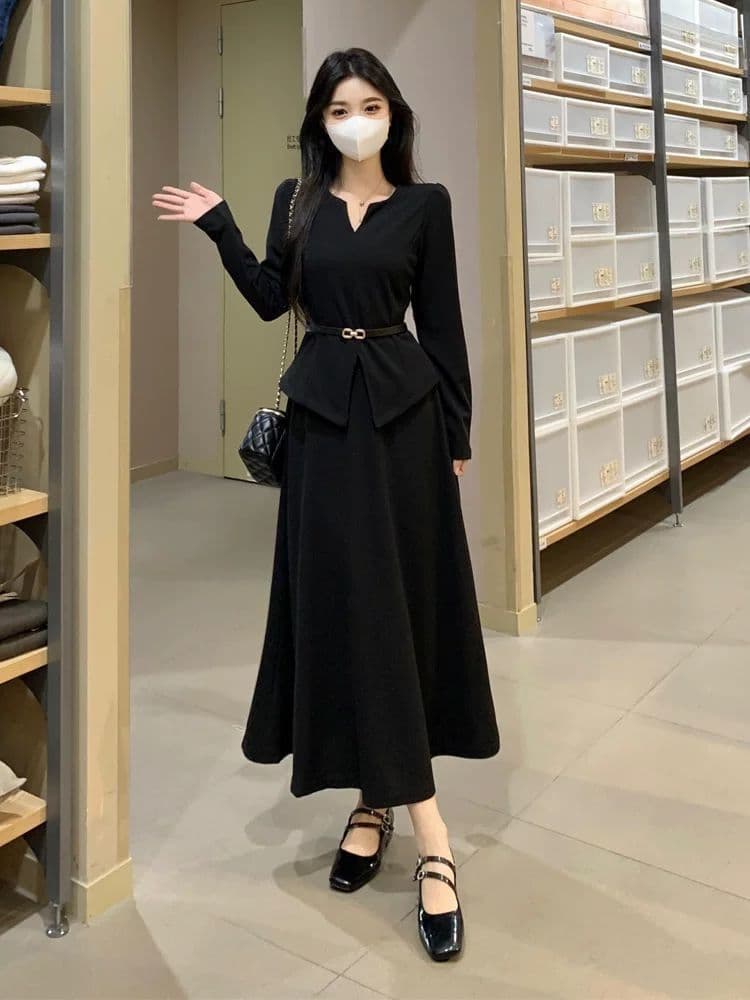 프랑스식 작은 샤넬 스타일 품격 명문 여성 세트 드레스 여성 가을 빅 사이즈 마이크로 지방 mm 고급 센스 검정색 그는 벤리안 드레스 상세 이미지 4