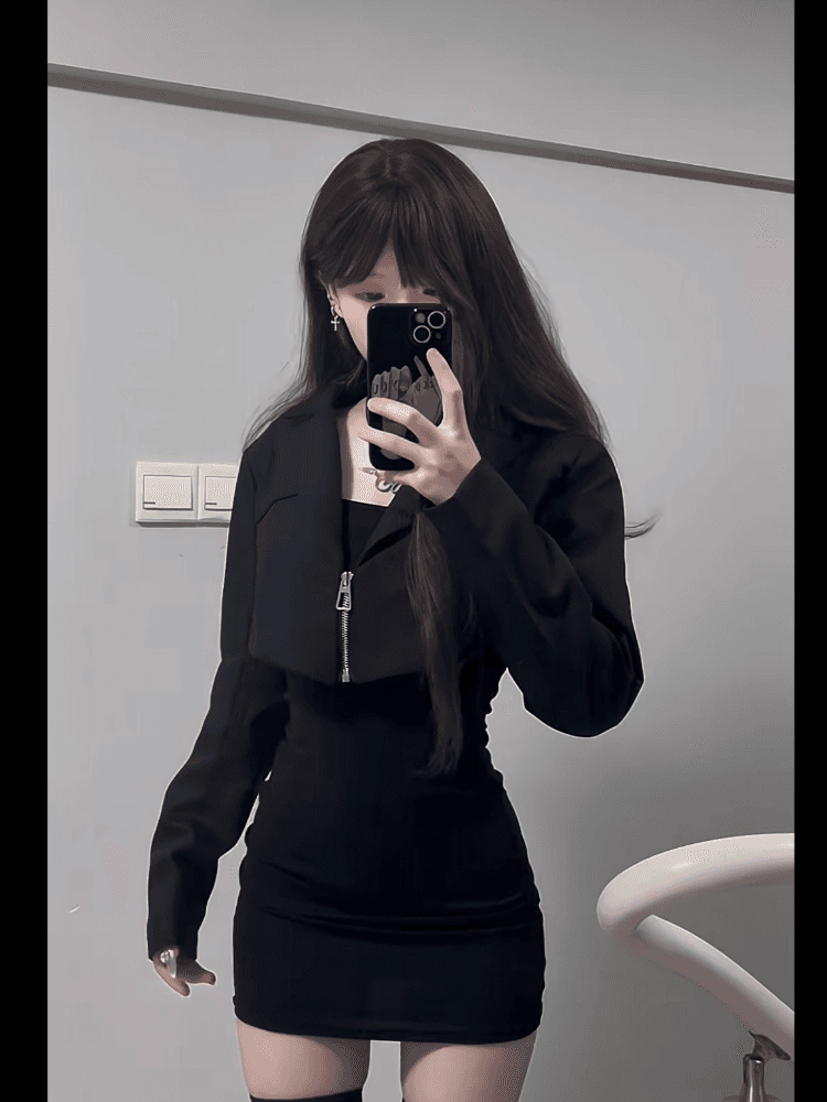 슈퍼 화재 이른 가을 한 부서 달콤한 핫걸 품격 ins 정장 짧은 외투 몸매 가꾸기 타이트 스커트 드레스 복장 세트 여성 상세 이미지 9