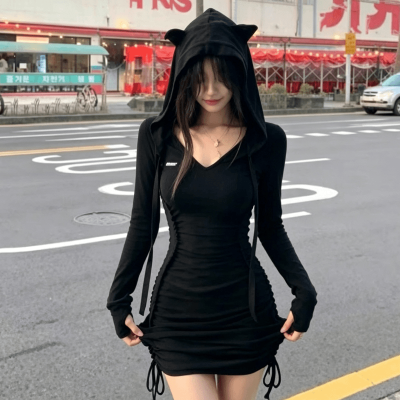 2026 새로운 가을 겨울 핫걸 터미네이터 불모지 바람 후드 여성 드레스 디자인 센스 펌프 Pleat 순수한 욕망 몸매 가꾸기 치마 상세 이미지 6