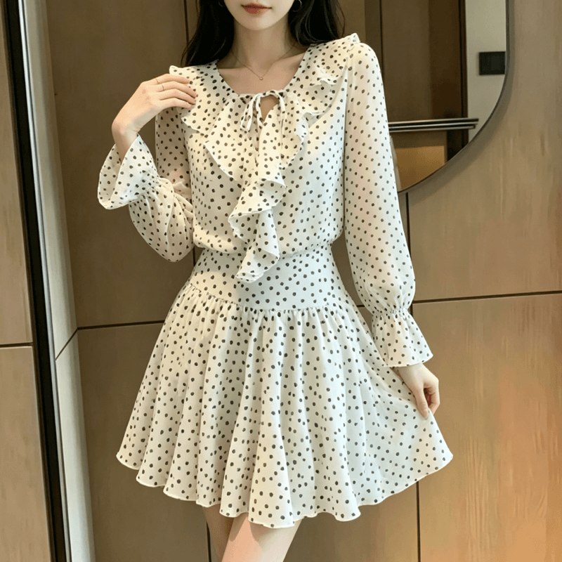 슈퍼 화재 가을 새로운 한 부서 외국 가스 미니 스커트 여성 허리 수축 슬림해 보이는 레트로 빛 럭셔리 품격 우아함 여성 드레스 상세 이미지 10