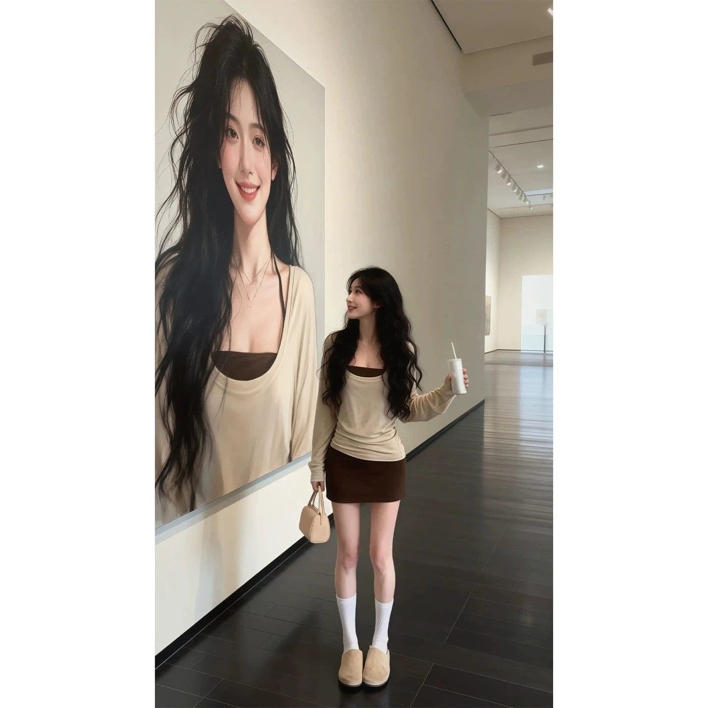 이른 가을 코디 전체 집합 2026 새로운 자이언트 잘 생긴 한 부서 몸매 가꾸기 행침 목 슬립 타이트 스커트 드레스 아이들 이미지 2