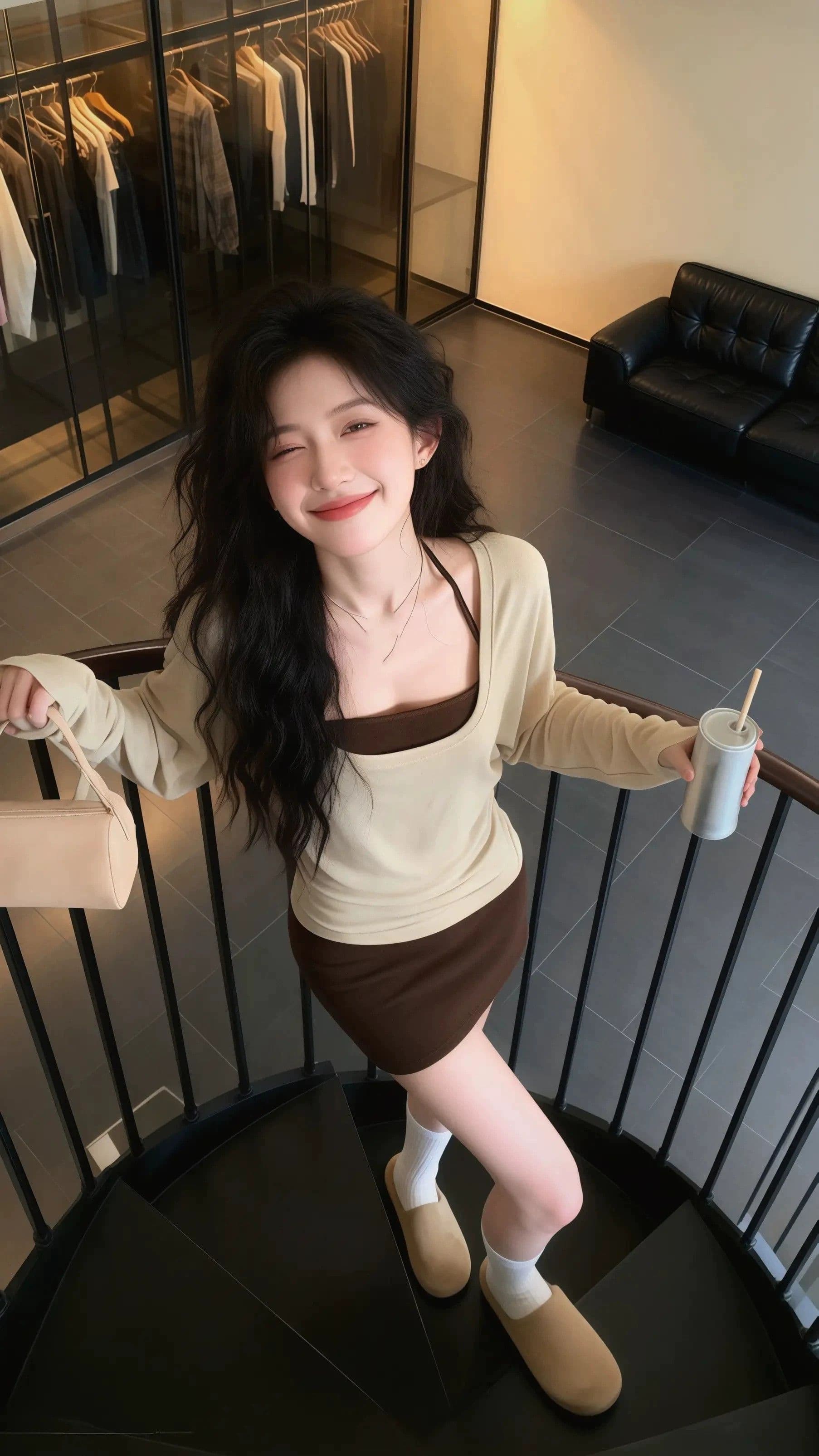 이른 가을 코디 전체 집합 2026 새로운 자이언트 잘 생긴 한 부서 몸매 가꾸기 행침 목 슬립 타이트 스커트 드레스 아이들 상세 이미지 5