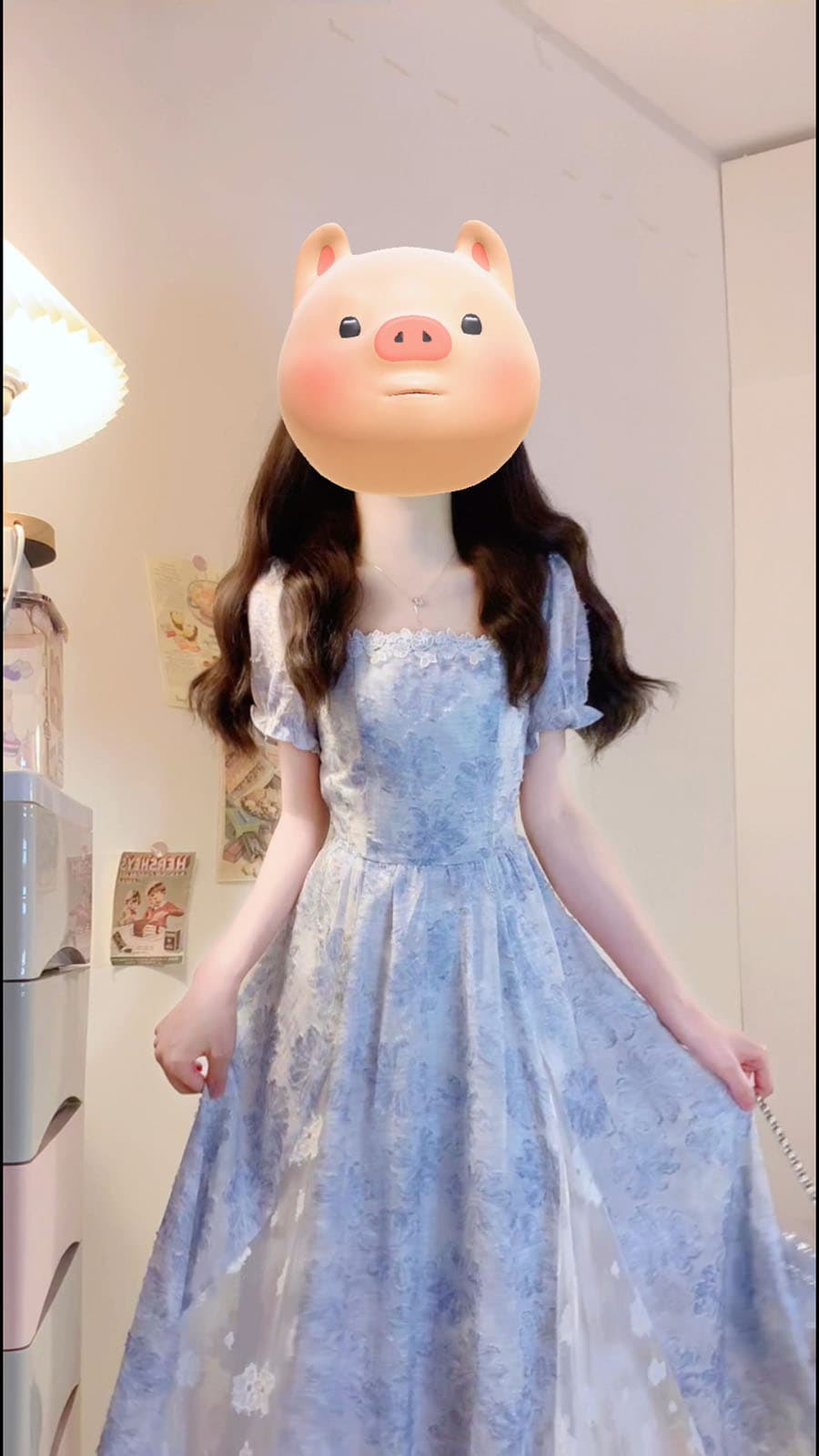 실사 소문 꽃 편지 빅 사이즈 여름 새로운 프랑스식 달콤함 3 차원 프린트 패치워크 한 마디 진자 드레스 상세 이미지 15