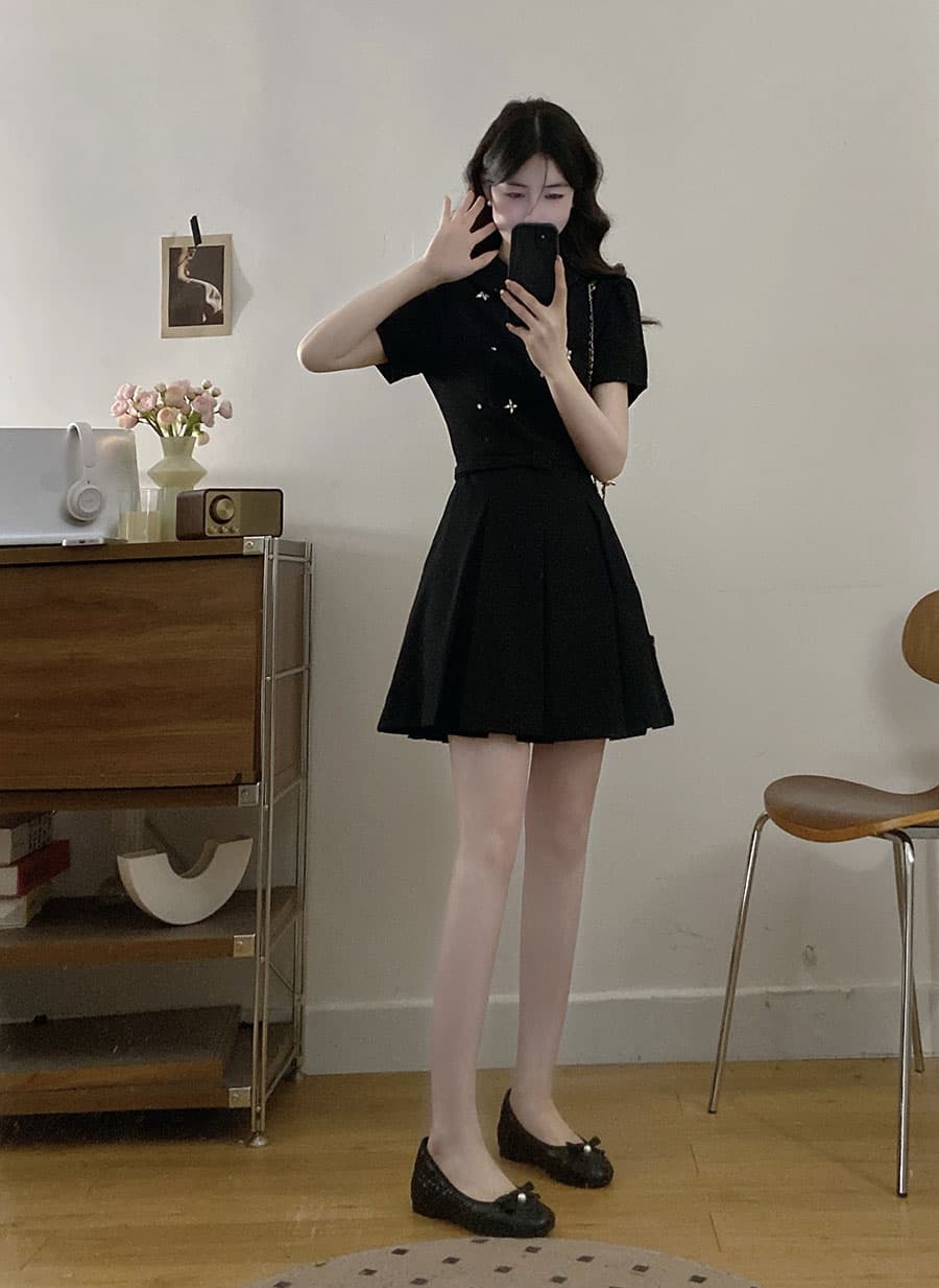 실사 빅 사이즈 새로운 여름 POLO 칼라 미니멀리즘 다용도 슬림해 보이는 허리 수축 디자인 연령 감소 그는 벤 바람 드레스 상세 이미지 14