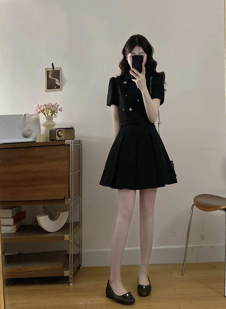 실사 빅 사이즈 새로운 여름 POLO 칼라 미니멀리즘 다용도 슬림해 보이는 허리 수축 디자인 연령 감소 그는 벤 바람 드레스 상세 이미지 15