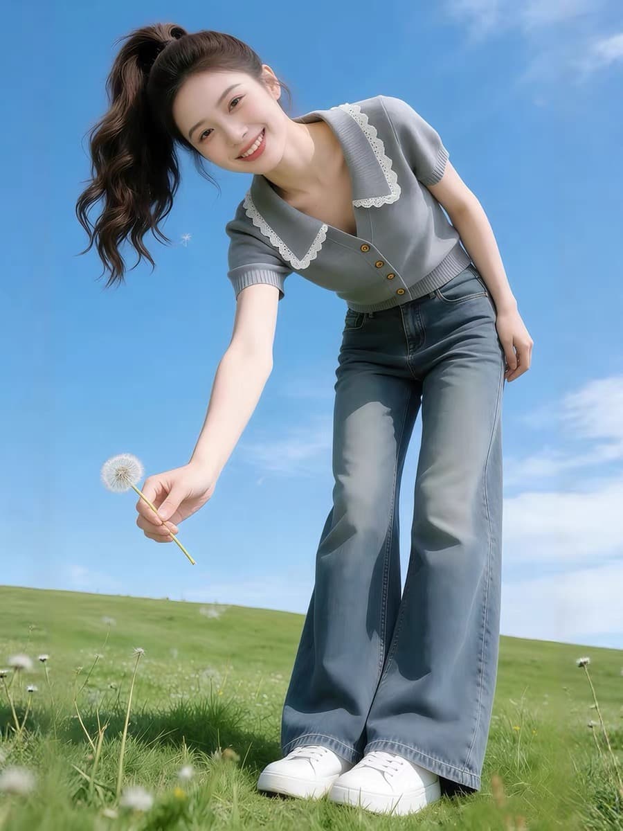 해군 POLO 칼라 레이스 레이스 반팔 티셔츠 여성 2026 여름 한 부서 착용 가져 가라. 자이언트 잘 생긴 다용도 맨위 상세 이미지 4