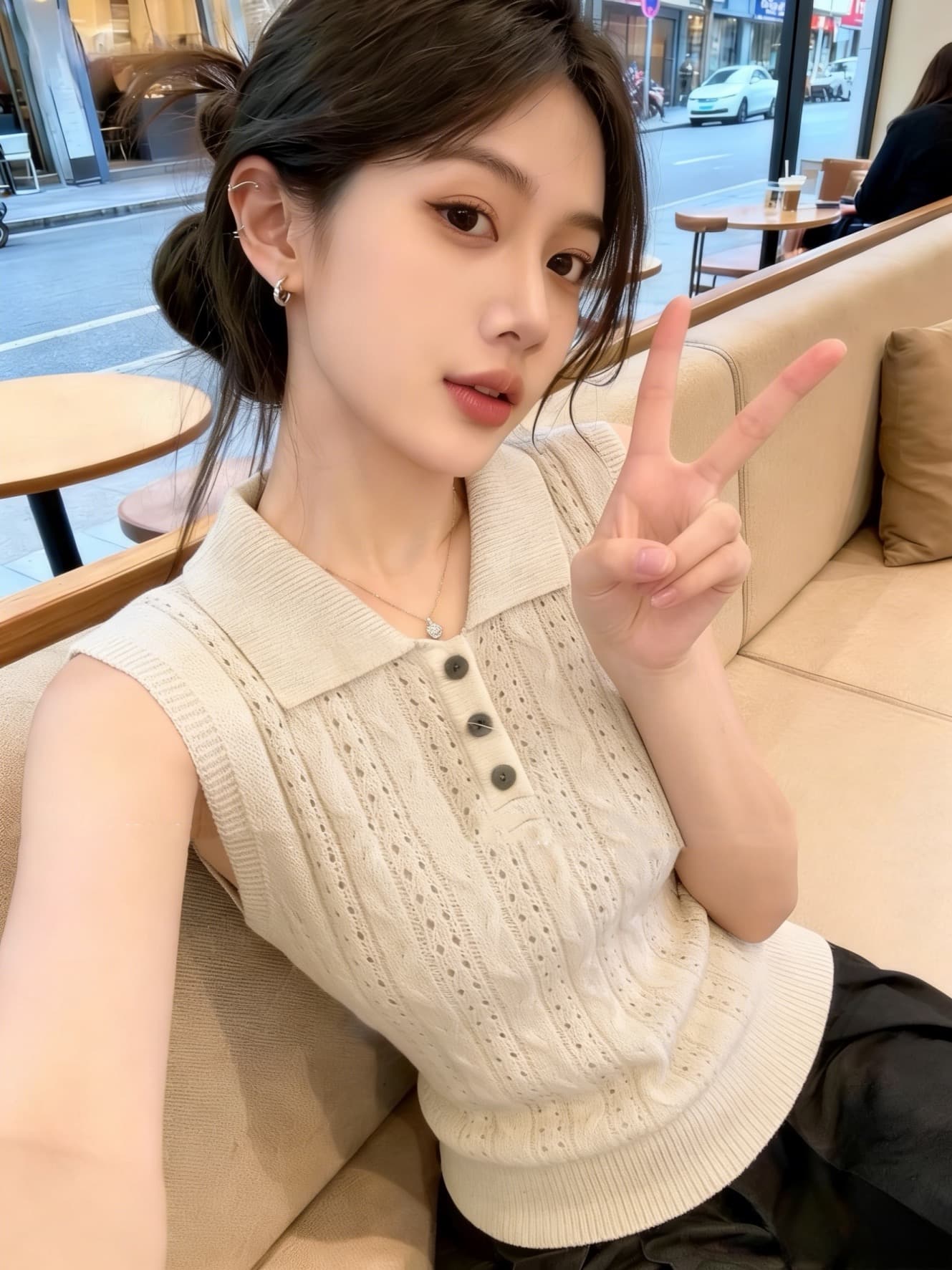 있음 도착 한 부서 다용도 슬림해 보이는 홀로우 아웃 polo 민소매 니트 조끼 맨위 여성 2026 여름 상세 이미지 3