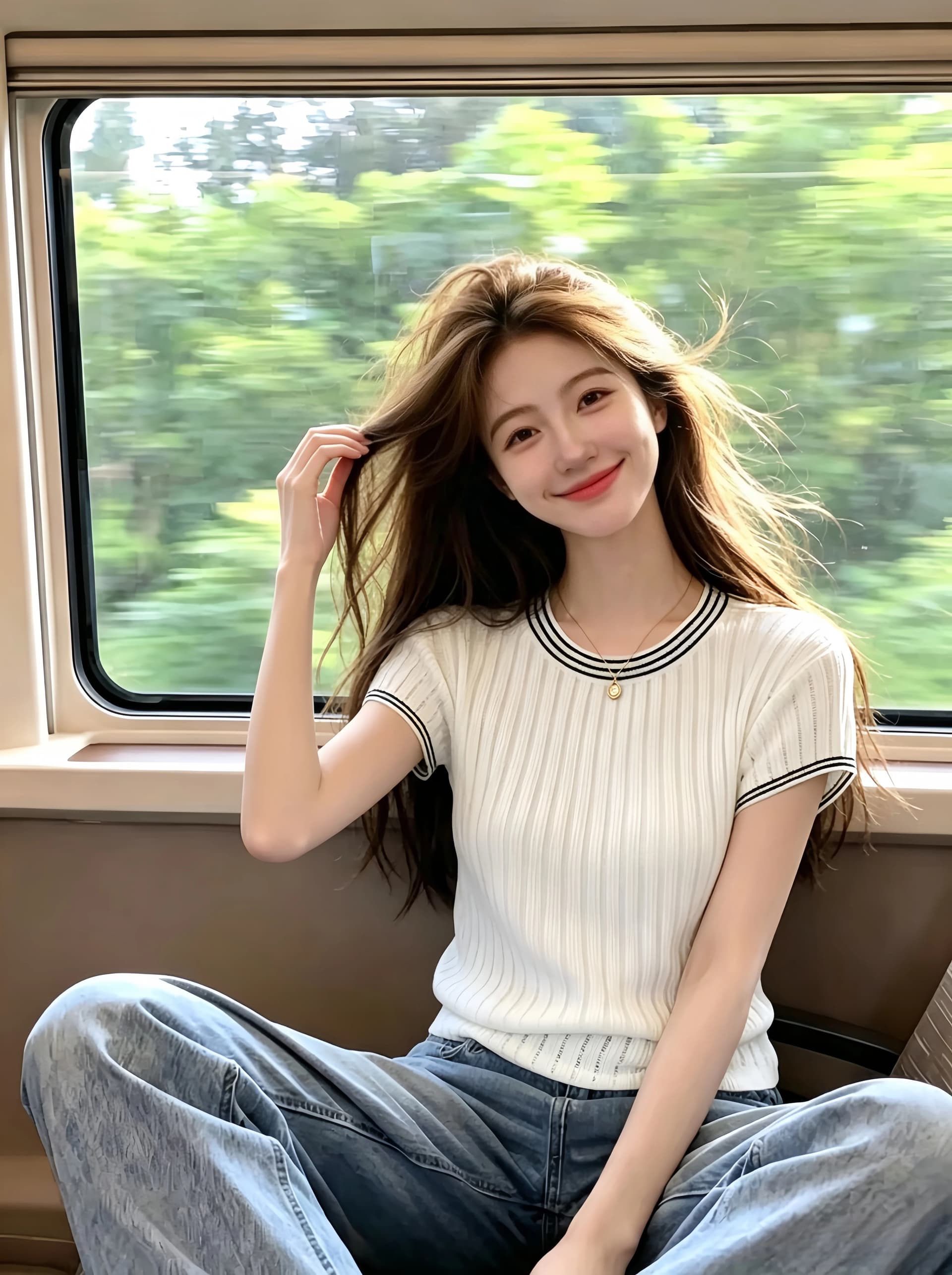 한 부서 배색 스트라이프 라운드 넥 니트 반팔 티셔츠 여성 여름 몸매 가꾸기 슬림해 보이는 고급 센스 순수한 욕망 품격 맨위 상세 이미지 11