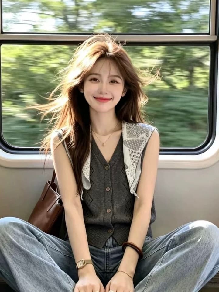 한 부서 고급 센스 경기 스카프 V넥 니트 조끼 여자 여름 홀로우 아웃 Chic 민소매 맨위 상세 이미지 5
