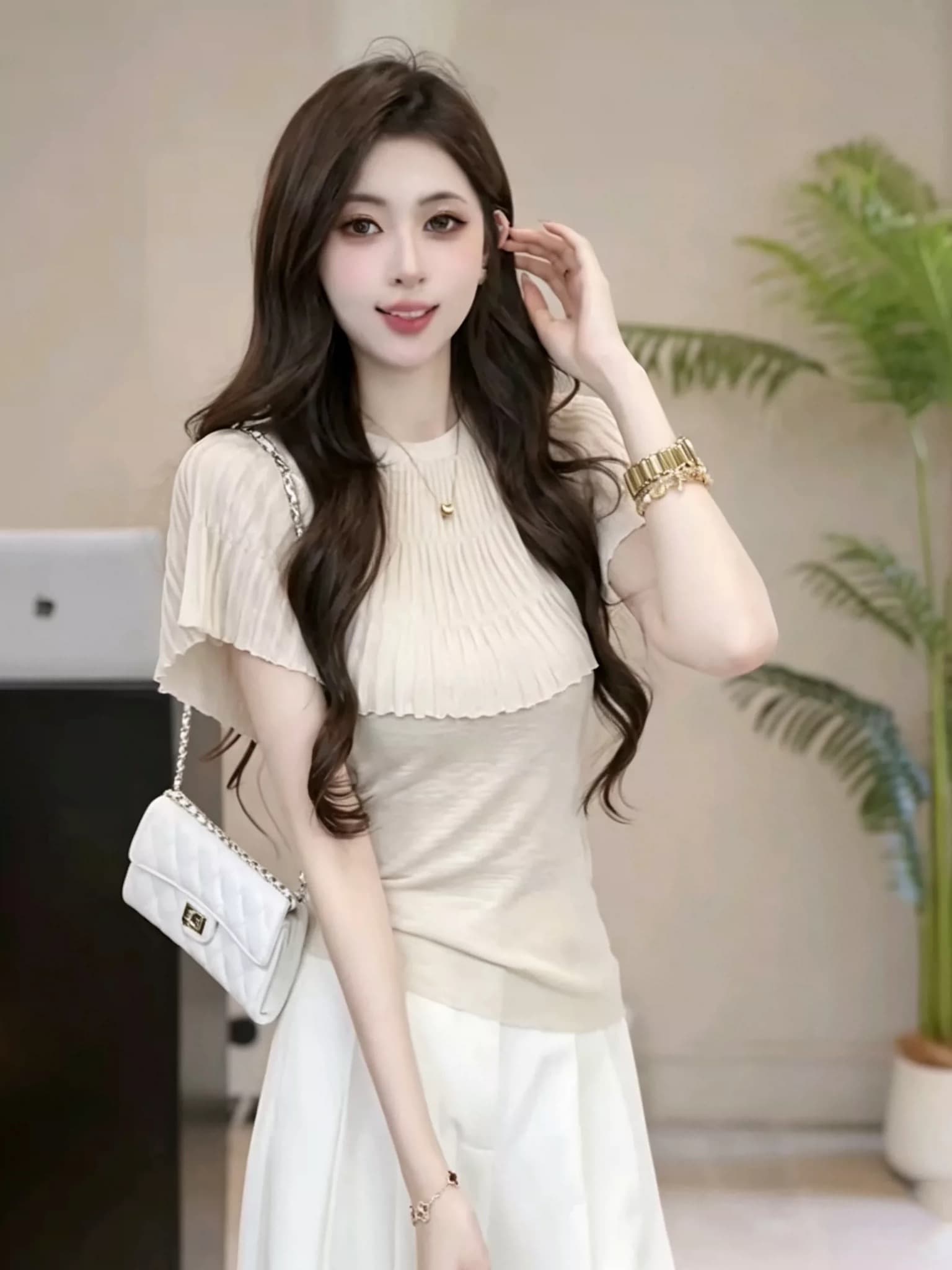 고급 센스 프릴 페이크 레이어드 반팔 티셔츠 여성 2026 여름 새로운 몸매 가꾸기 슬림해 보이는 다용도 품격 맨위 상세 이미지 3