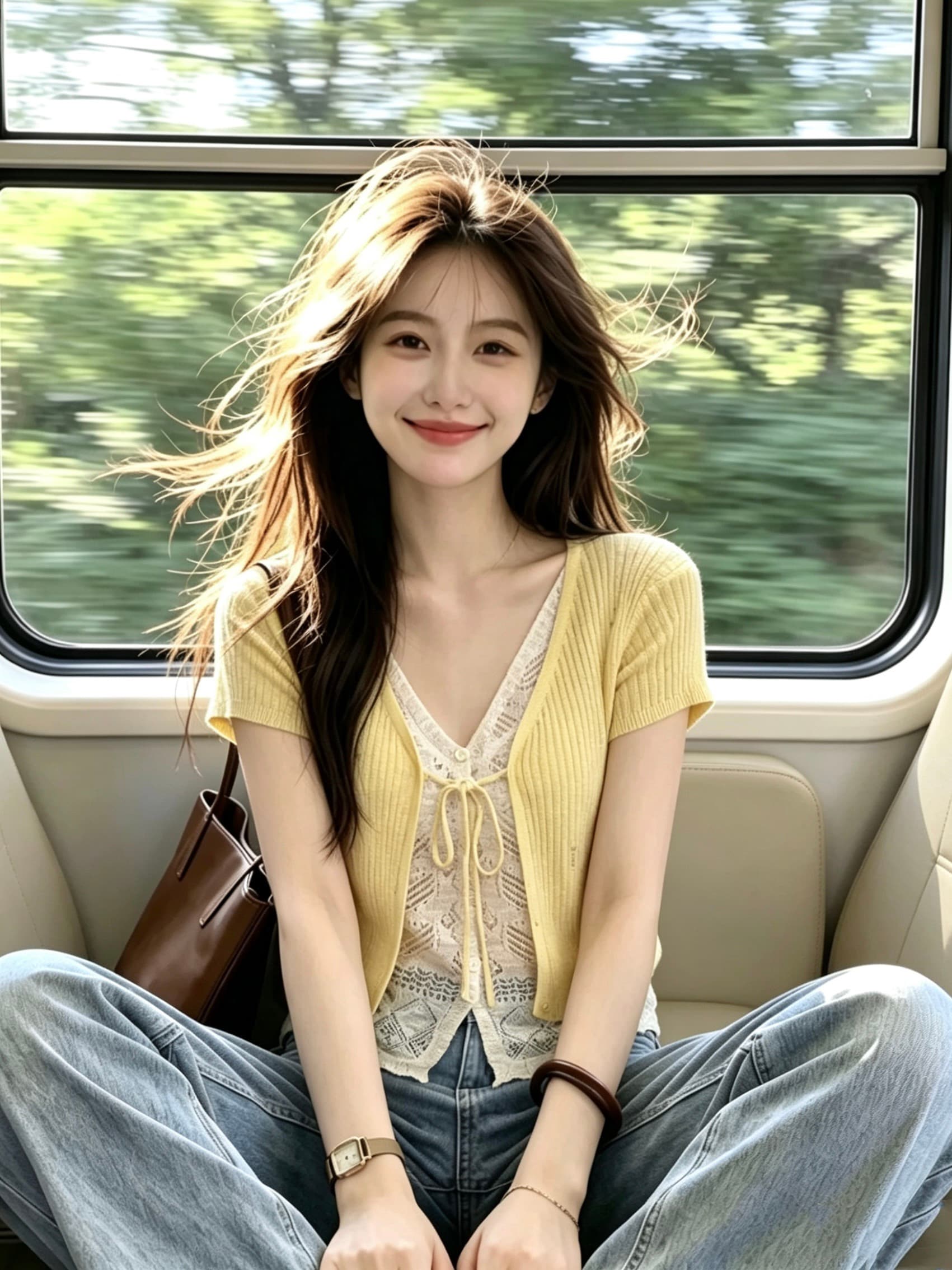 녹색 V넥 레이스업 홀로우 아웃 페이크 레이어드 니트 스웨터 여성 2026 년 여름 새로운 한 부서 연령 감소 반팔 맨위 상세 이미지 9