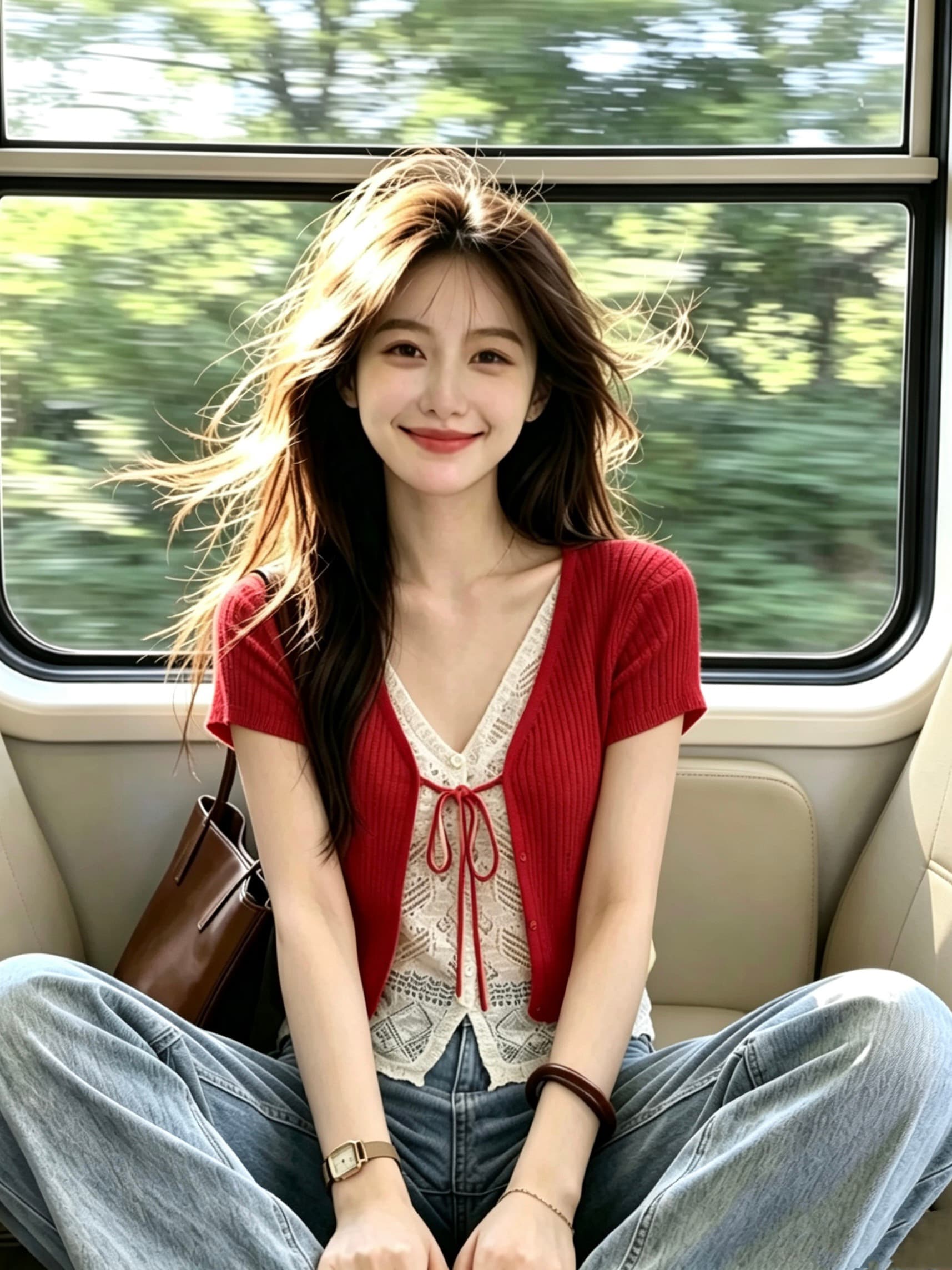 녹색 V넥 레이스업 홀로우 아웃 페이크 레이어드 니트 스웨터 여성 2026 년 여름 새로운 한 부서 연령 감소 반팔 맨위 상세 이미지 10