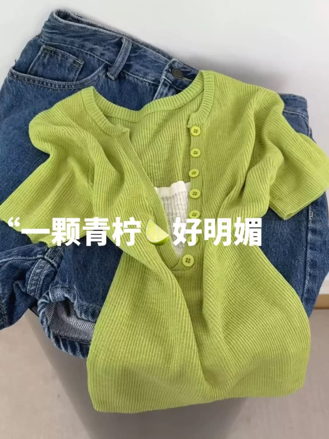 활력 분위기 센스 한 부서 작은 청신 배색 패치워크 페이크 레이어드 니트 반팔 티셔츠 여성 여름 연령 감소 맨위 상세 이미지 3
