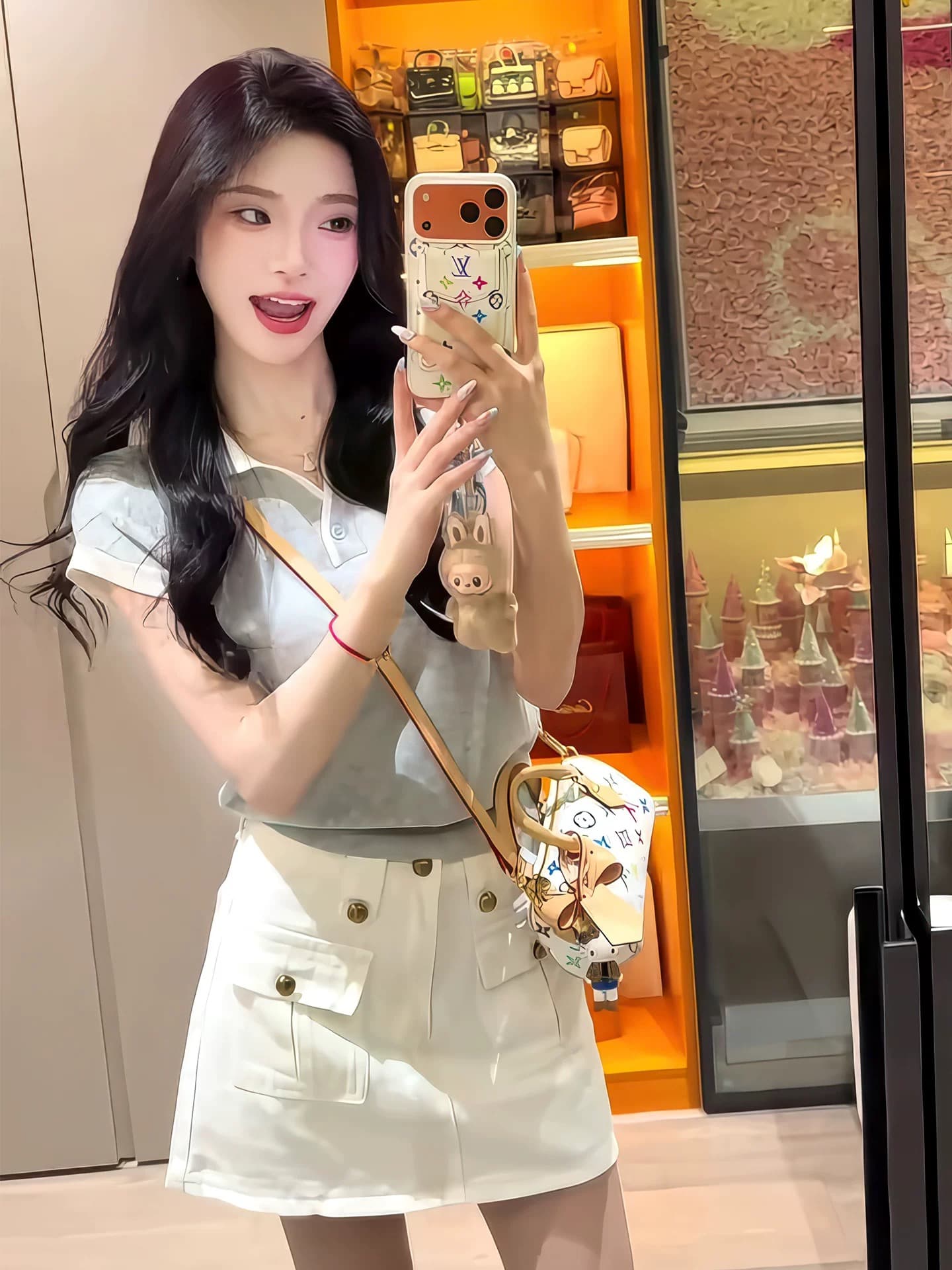 배색 POLO 칼라 회색 작은 날다 소매 얼음 실크 니트 스웨터 여성 여름 몸매 가꾸기 쇼트 스타일 자이언트 잘 생긴 ~ 중 여름 맨위 이미지 5
