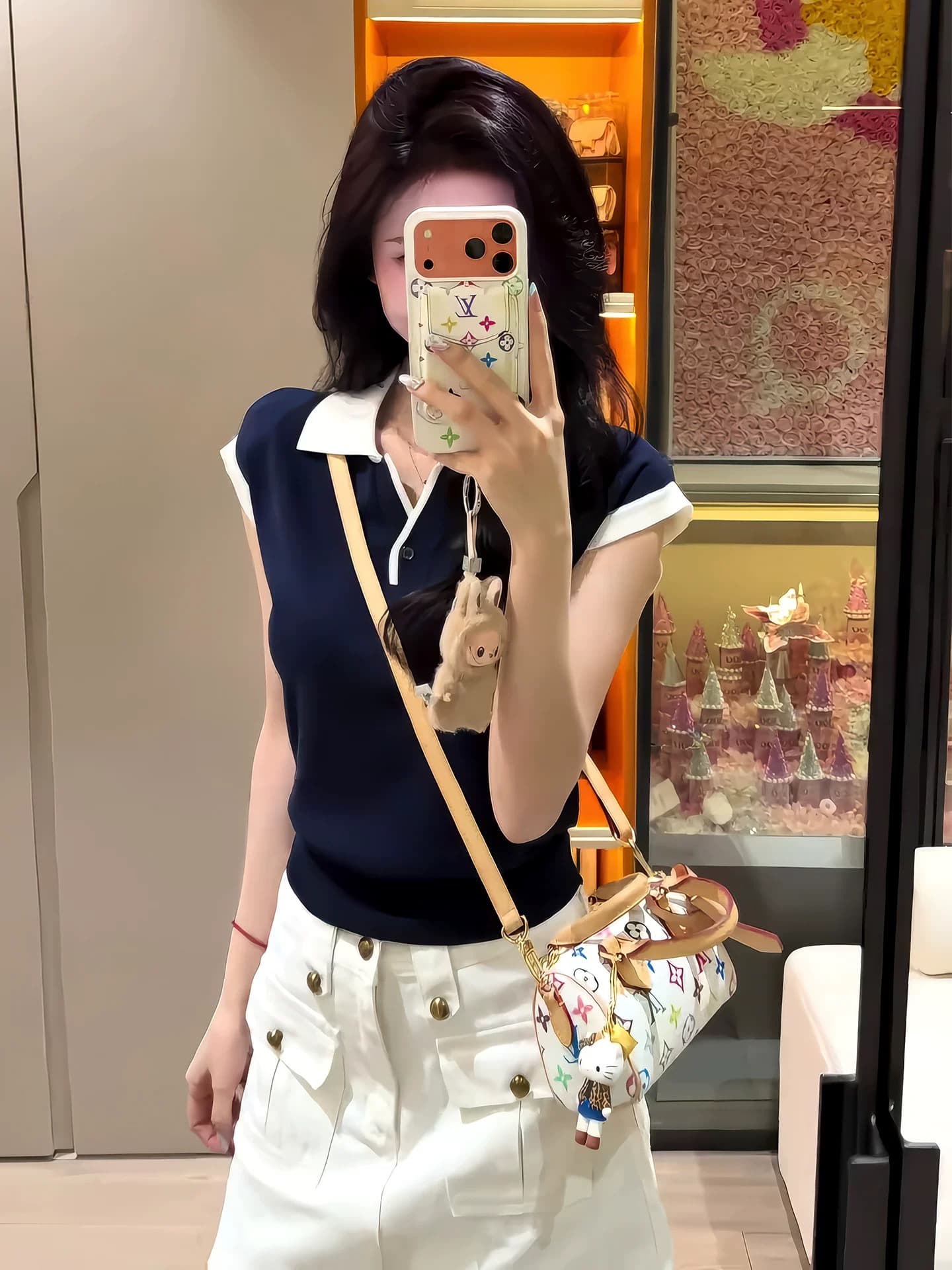 배색 POLO 칼라 회색 작은 날다 소매 얼음 실크 니트 스웨터 여성 여름 몸매 가꾸기 쇼트 스타일 자이언트 잘 생긴 ~ 중 여름 맨위 상세 이미지 1
