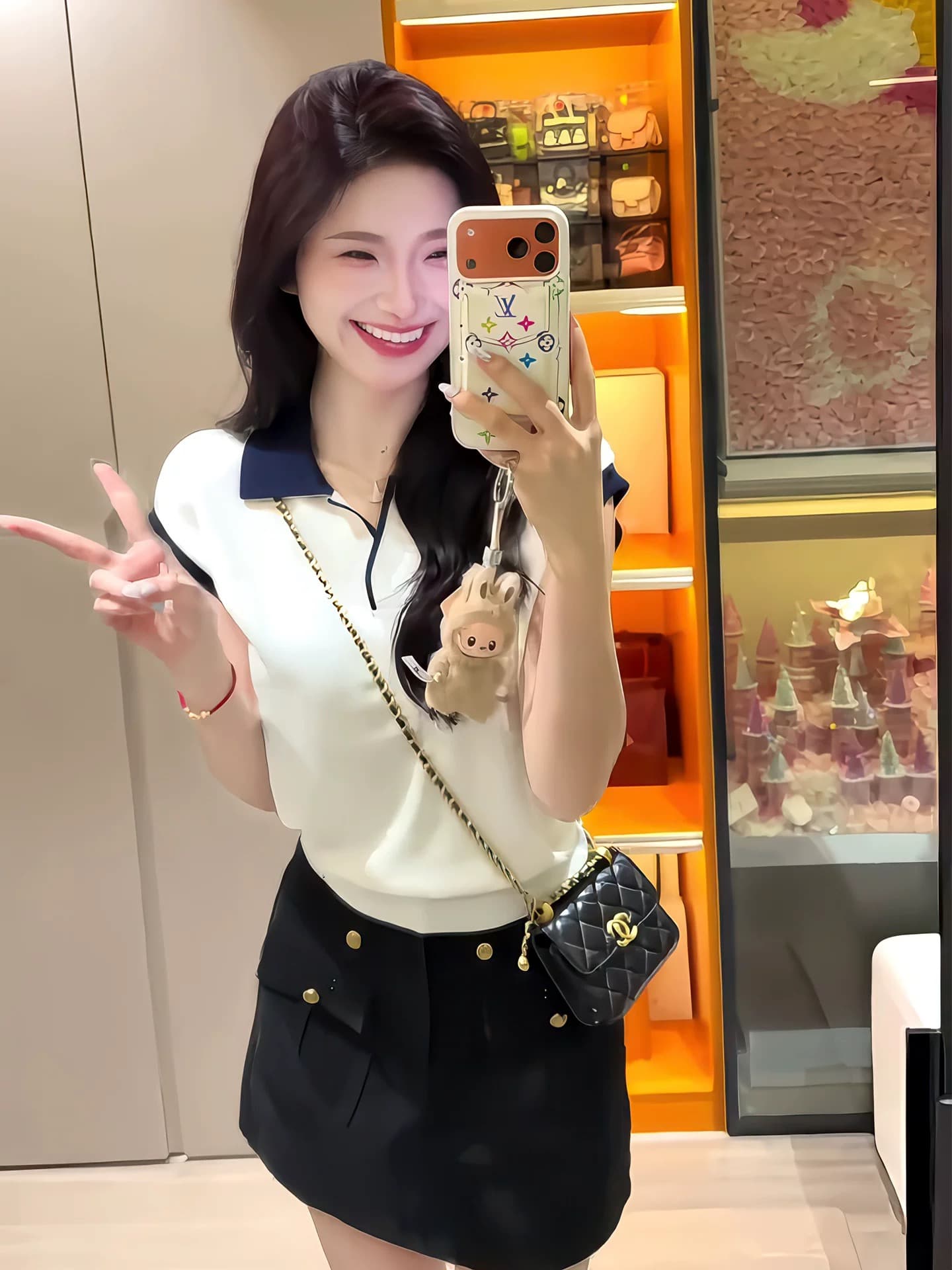 배색 POLO 칼라 회색 작은 날다 소매 얼음 실크 니트 스웨터 여성 여름 몸매 가꾸기 쇼트 스타일 자이언트 잘 생긴 ~ 중 여름 맨위 상세 이미지 4