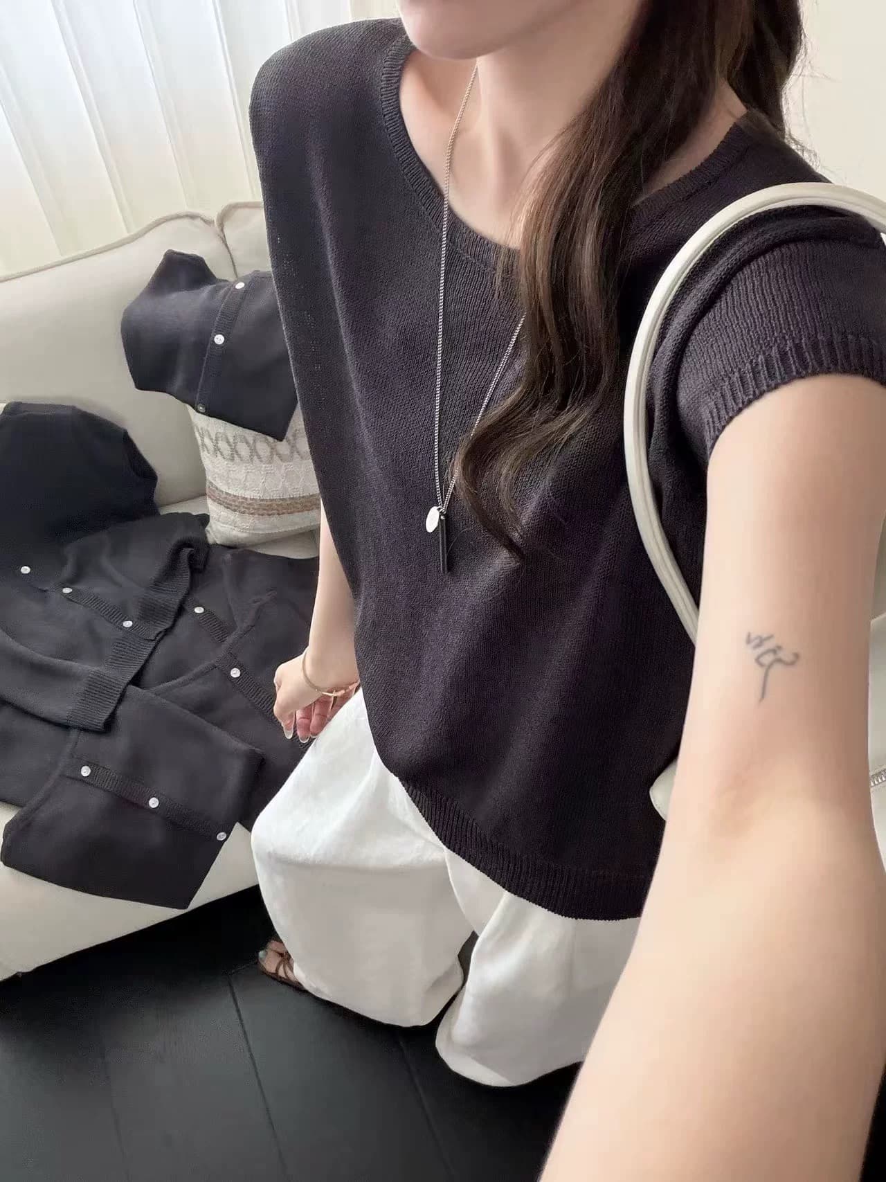 한 부서 익스트림 제인 바람 뒤로 단추 니트 조끼 여자 여름 얇은 스타일 다용도 라운드 넥 민소매 맨위 다용도 상세 이미지 11