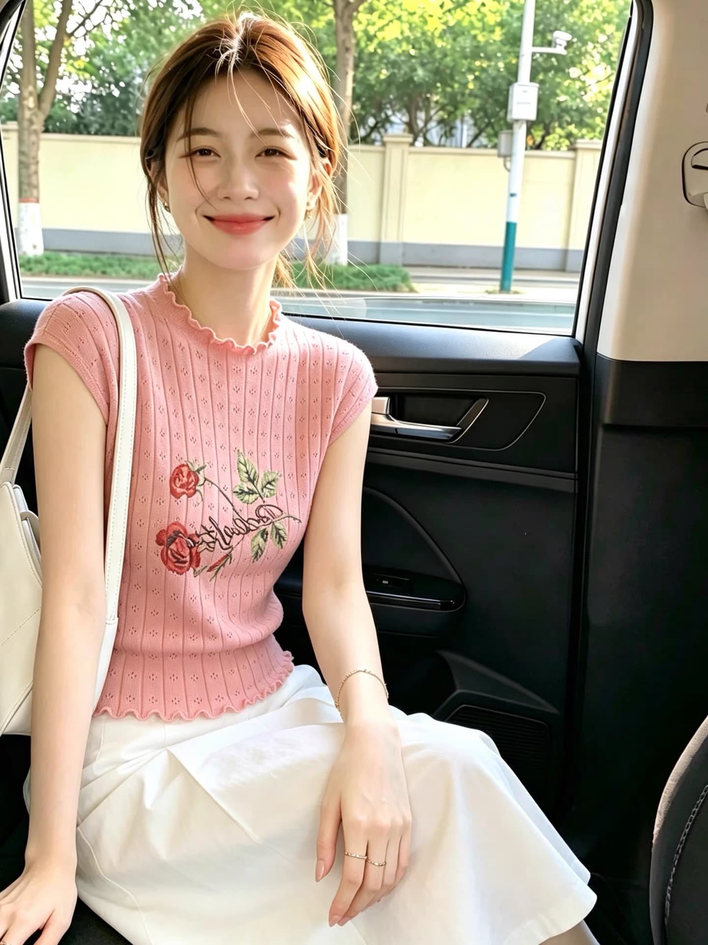 2026 슈퍼 화재 연령 감소 프린트 화이트 반팔 티셔츠 여자 여름 달콤함 아름다운 레이스 허리 수축 니트 맨위 이미지 3