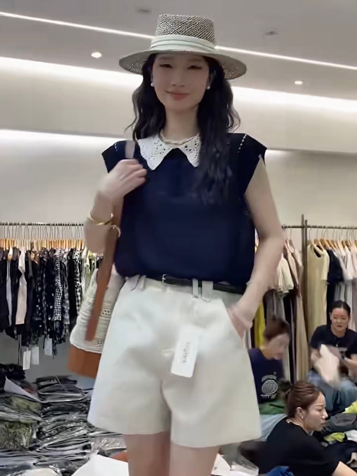 스트라이프 배색 폴로 칼라 작은 날다 소매 짠 셔츠 여성 2026 여름 새로운 캐주얼 다용도 티셔츠 맨위 상세 이미지 7