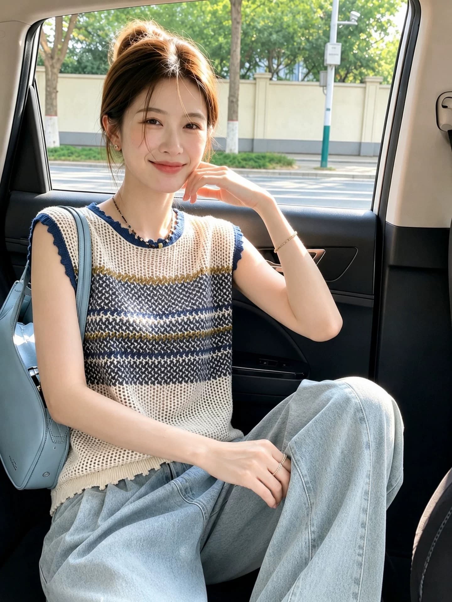 베이지 색 라운드 넥 루즈핏 스트라이프 태국 아름다운 아니요 명중 섹션 캐미솔 2026 여름 여름 착용 잡아라. 의류 이미지 2