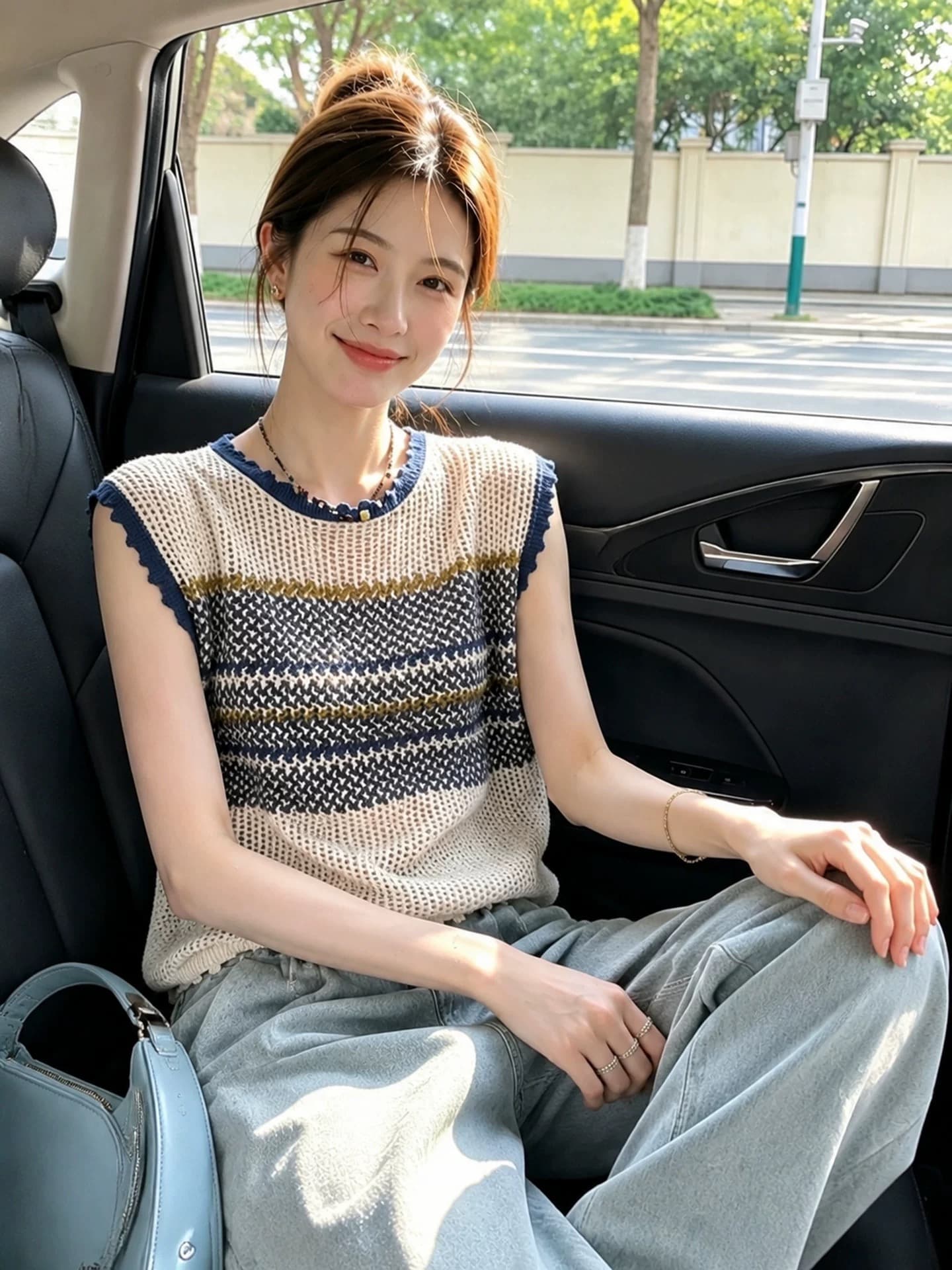 베이지 색 라운드 넥 루즈핏 스트라이프 태국 아름다운 아니요 명중 섹션 캐미솔 2026 여름 여름 착용 잡아라. 의류 이미지 4