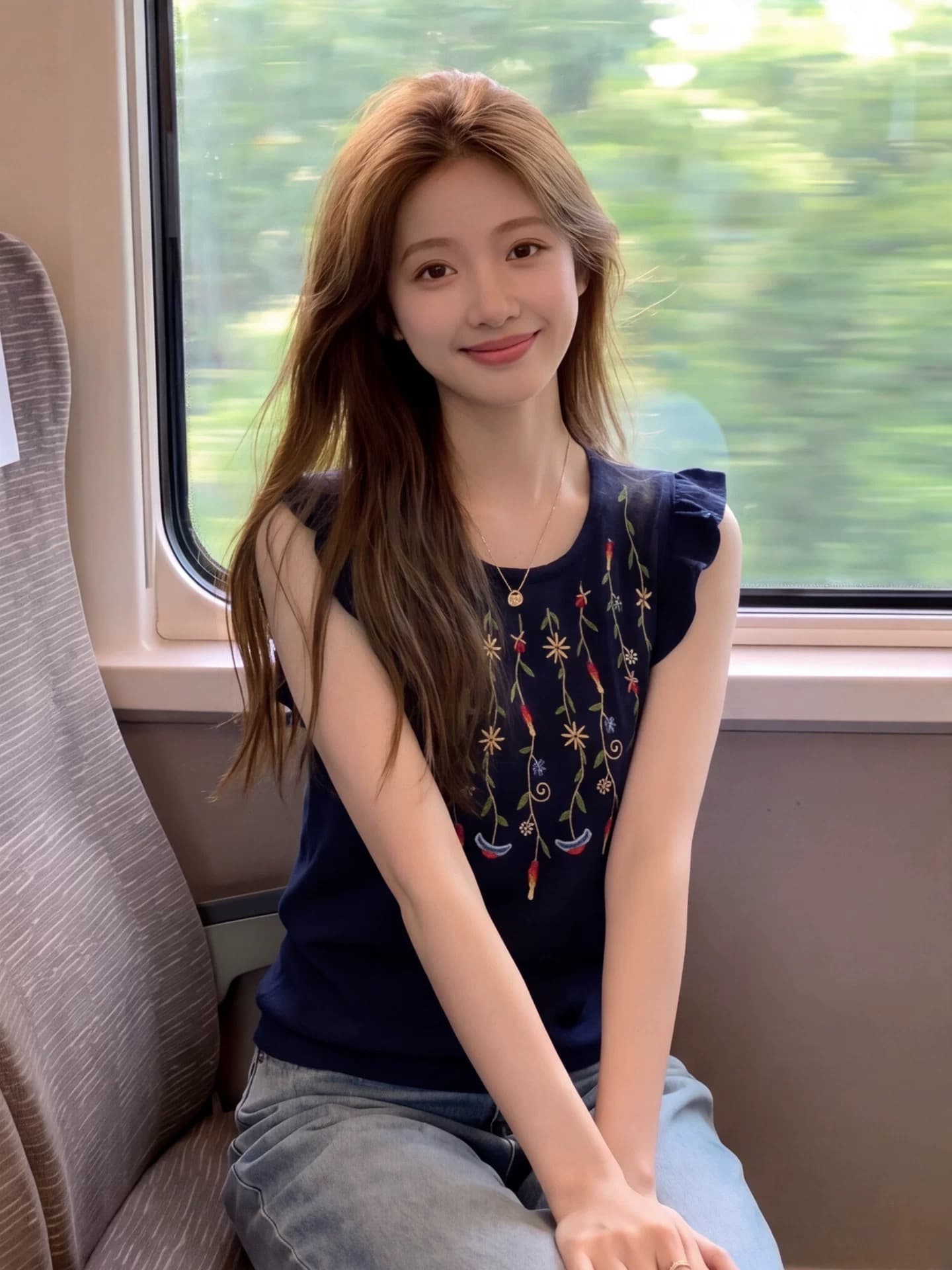 달콤한 스타일 자수 꽃 작은 날다 소매 짠 셔츠 여성 여름 새로운 아름다운 연령 감소 맨위 이미지 4