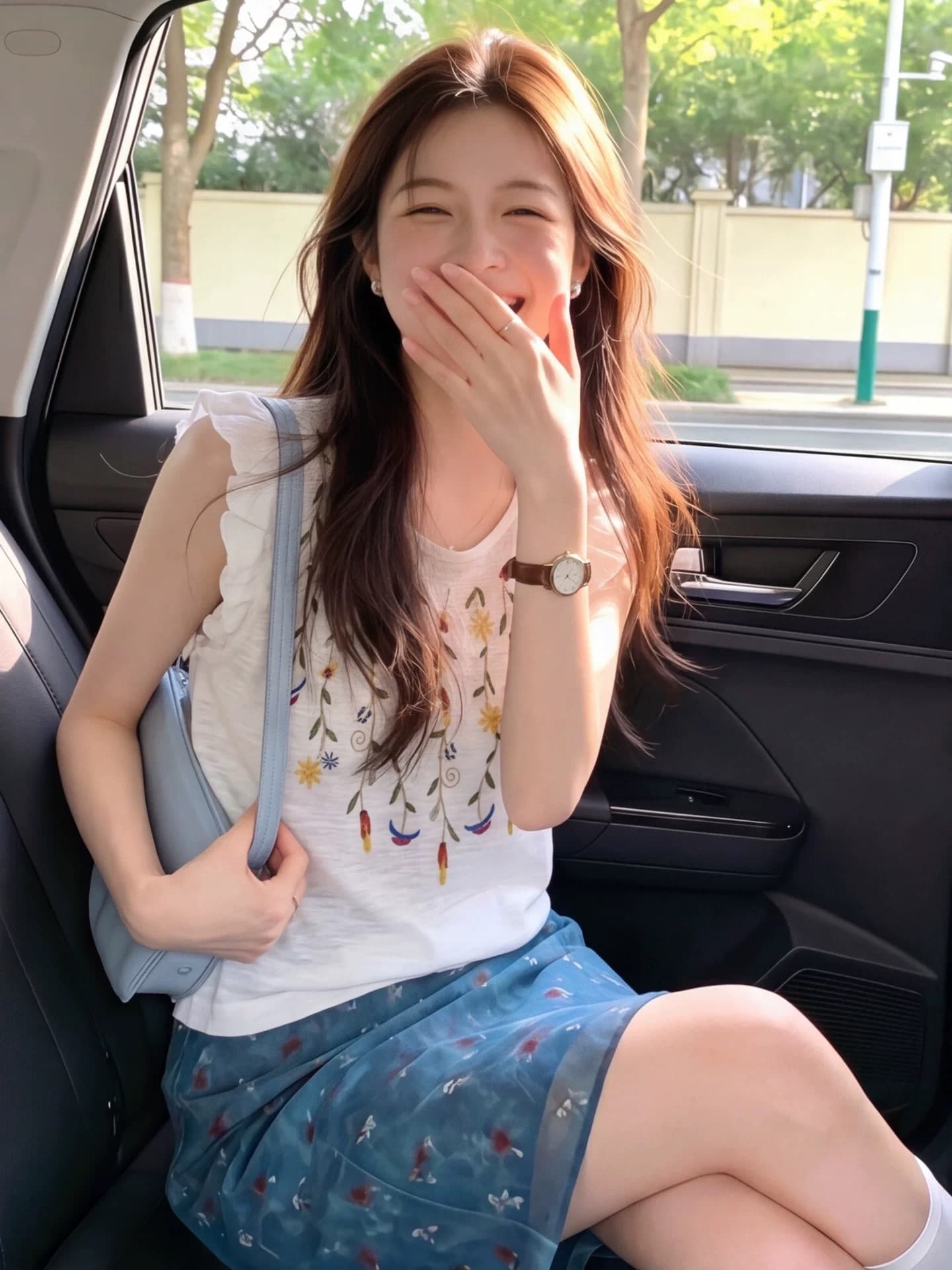 달콤한 스타일 자수 꽃 작은 날다 소매 짠 셔츠 여성 여름 새로운 아름다운 연령 감소 맨위 상세 이미지 5