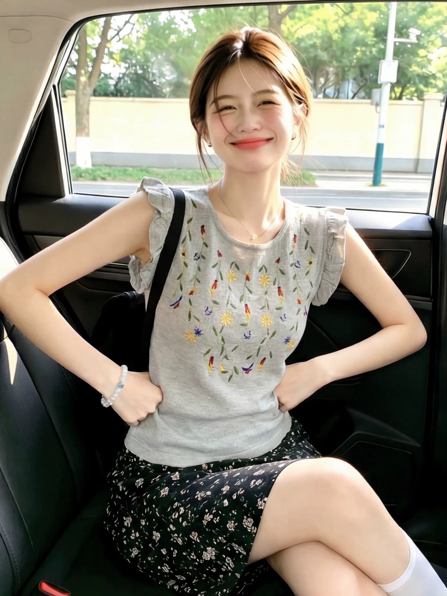달콤한 스타일 자수 꽃 작은 날다 소매 짠 셔츠 여성 여름 새로운 아름다운 연령 감소 맨위 상세 이미지 6