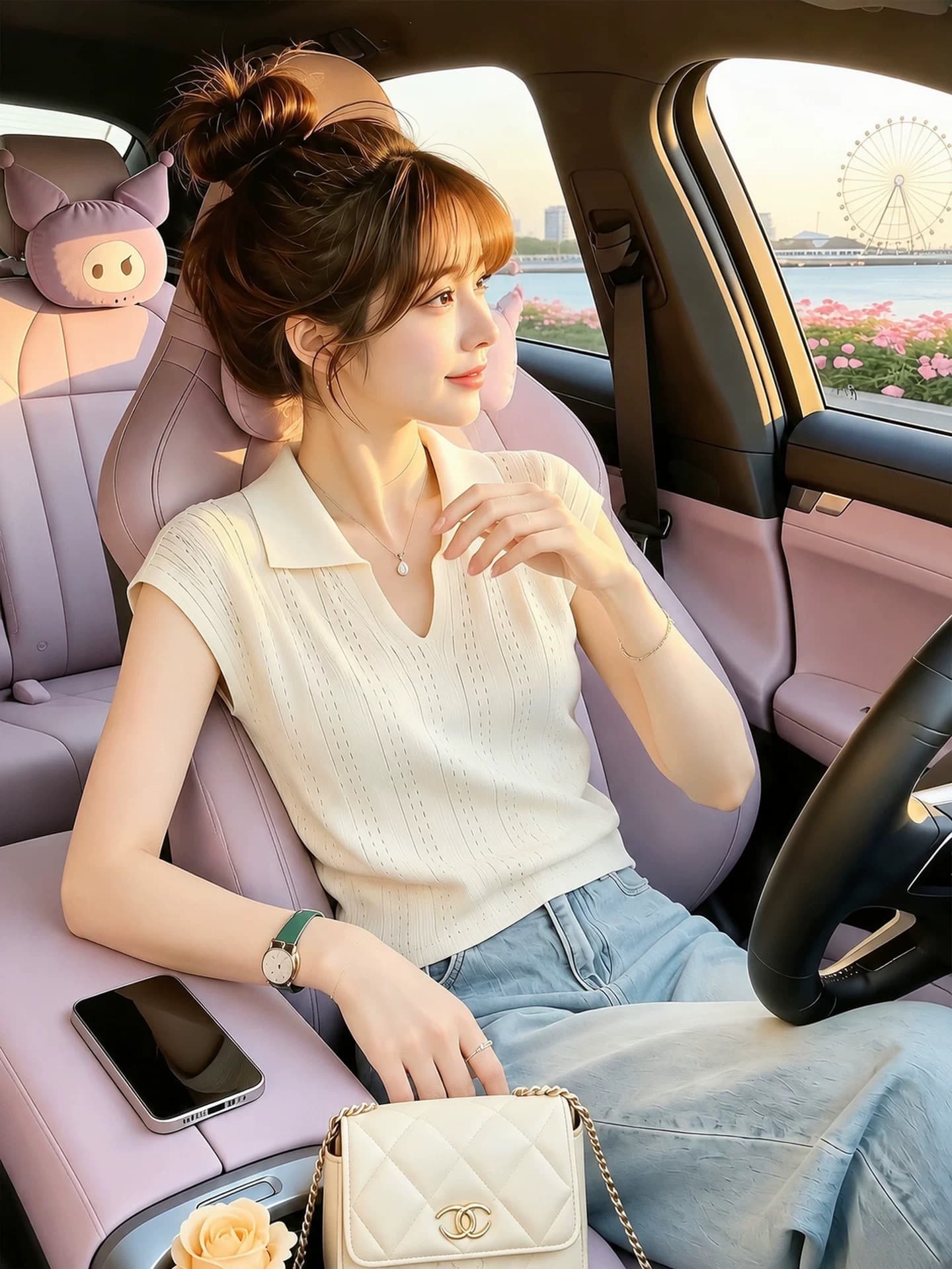 부드러운 바람 화이트 홀로우 아웃 슬림해 보이는 반팔 티셔츠 여성 2026 초여름 고급 사소한 작은 맨위 높음 지혜 센스 착용 가져 가라. 이미지 4