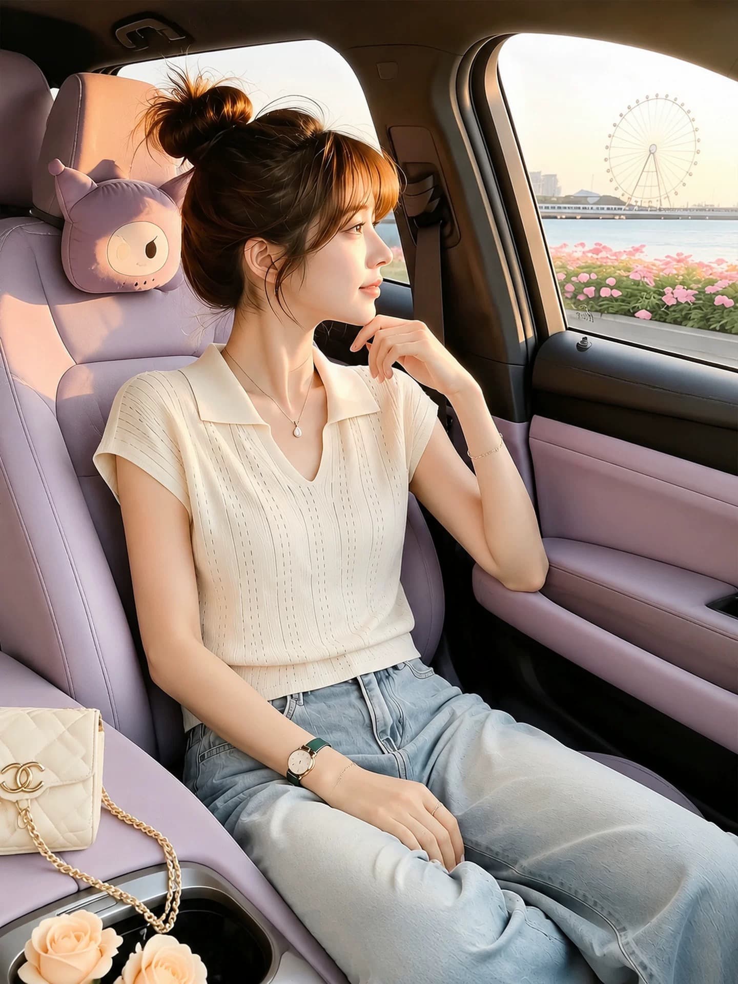 부드러운 바람 화이트 홀로우 아웃 슬림해 보이는 반팔 티셔츠 여성 2026 초여름 고급 사소한 작은 맨위 높음 지혜 센스 착용 가져 가라. 이미지 5