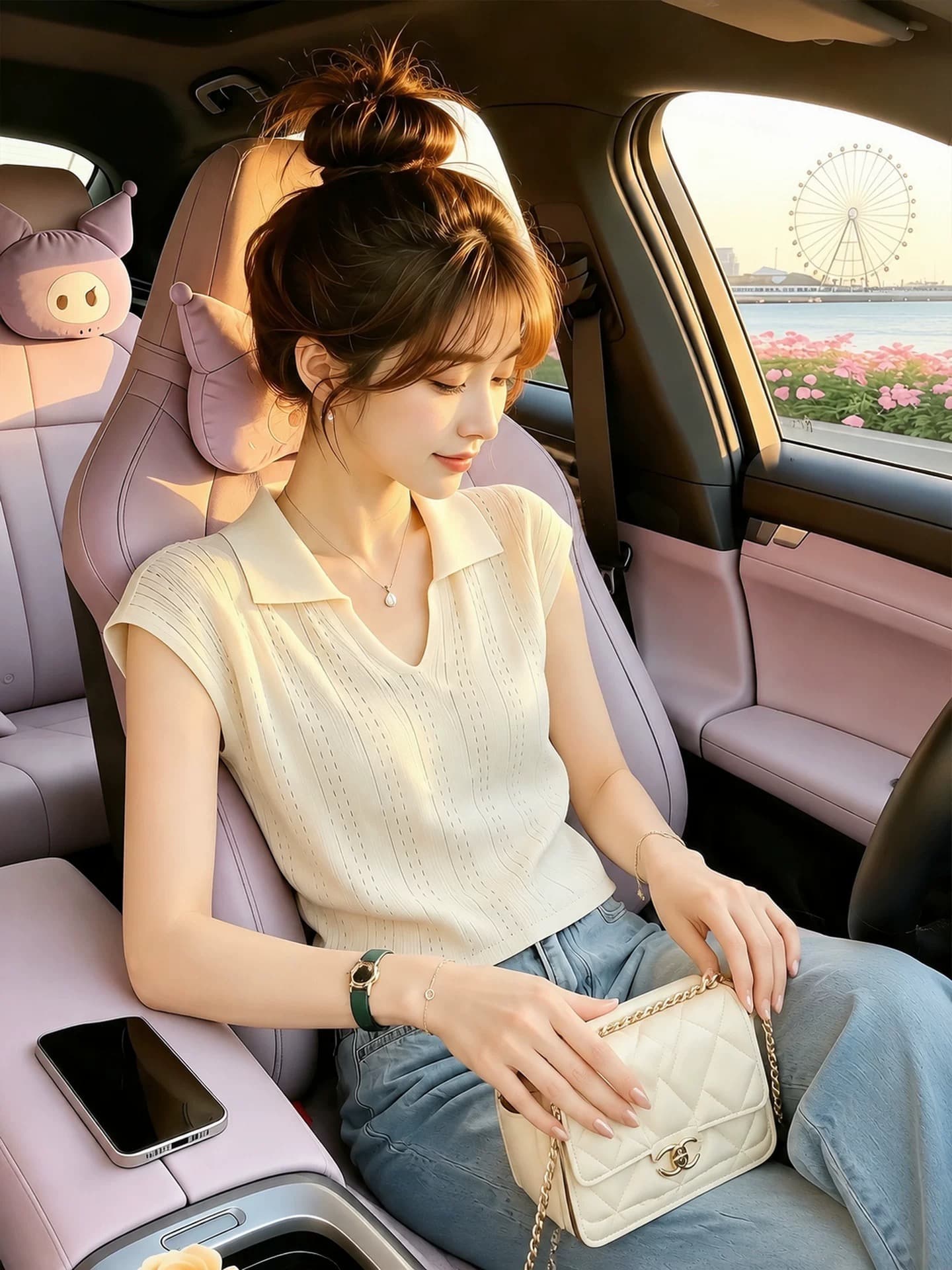 부드러운 바람 화이트 홀로우 아웃 슬림해 보이는 반팔 티셔츠 여성 2026 초여름 고급 사소한 작은 맨위 높음 지혜 센스 착용 가져 가라. 상세 이미지 5