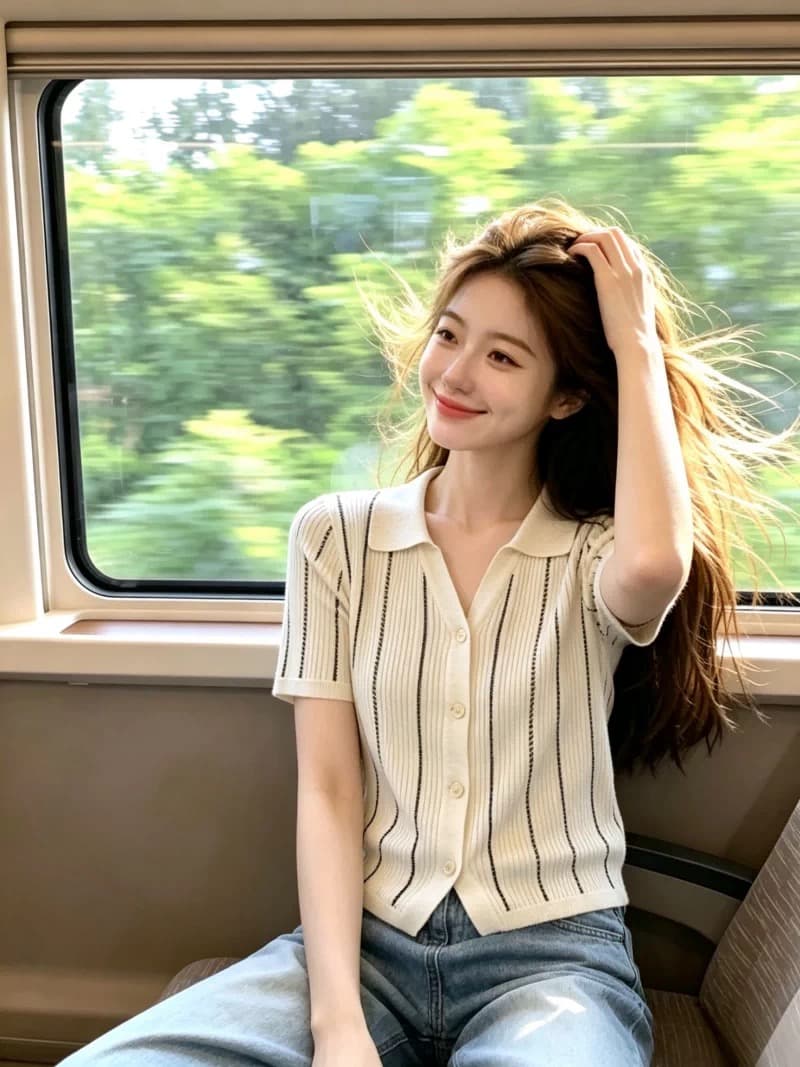 오래된 돈 바람 배색 세로 줄무늬 POLO 칼라 니트 조끼 여성 2026 여름 품격 몸매 가꾸기 슬림해 보이는 민소매 맨위 상세 이미지 5