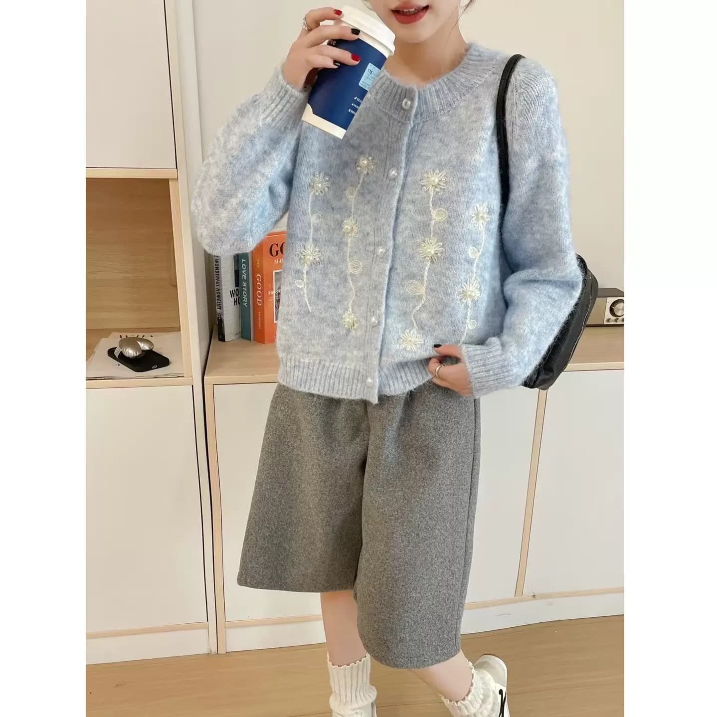 2026 년 가을 루즈핏 달콤함 패션 오픈 가디건 맨위 외국 가스 세련된 다용도 니트 스웨터 여성 상세 이미지 5