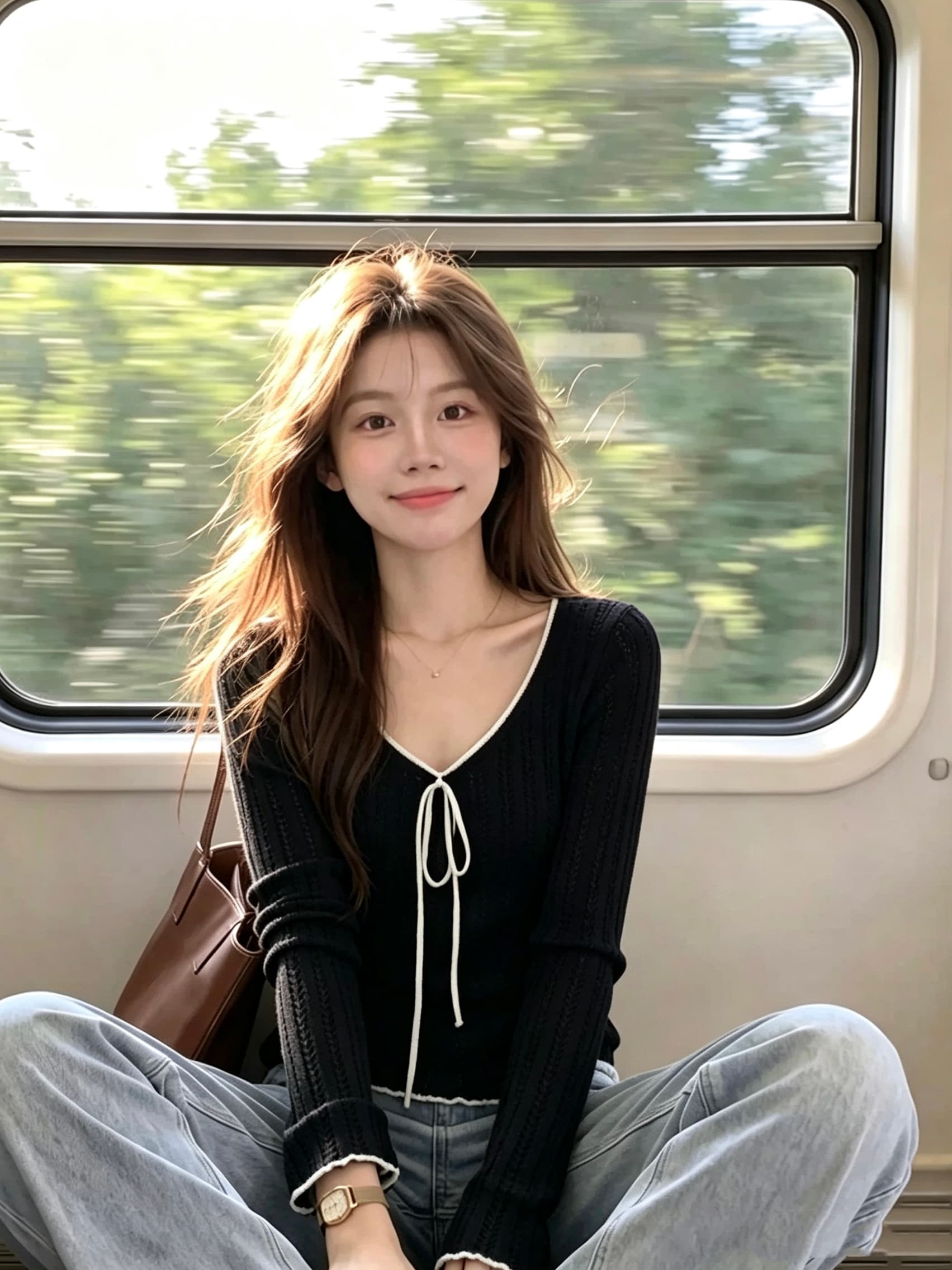인사이드 가져 가라. 새로운 즐겨 찾기 2026 이른 가을 새로운 한 부서 프릴 배색 여성 나비 넥타이 디자인 홀로우 아웃 이미지 3