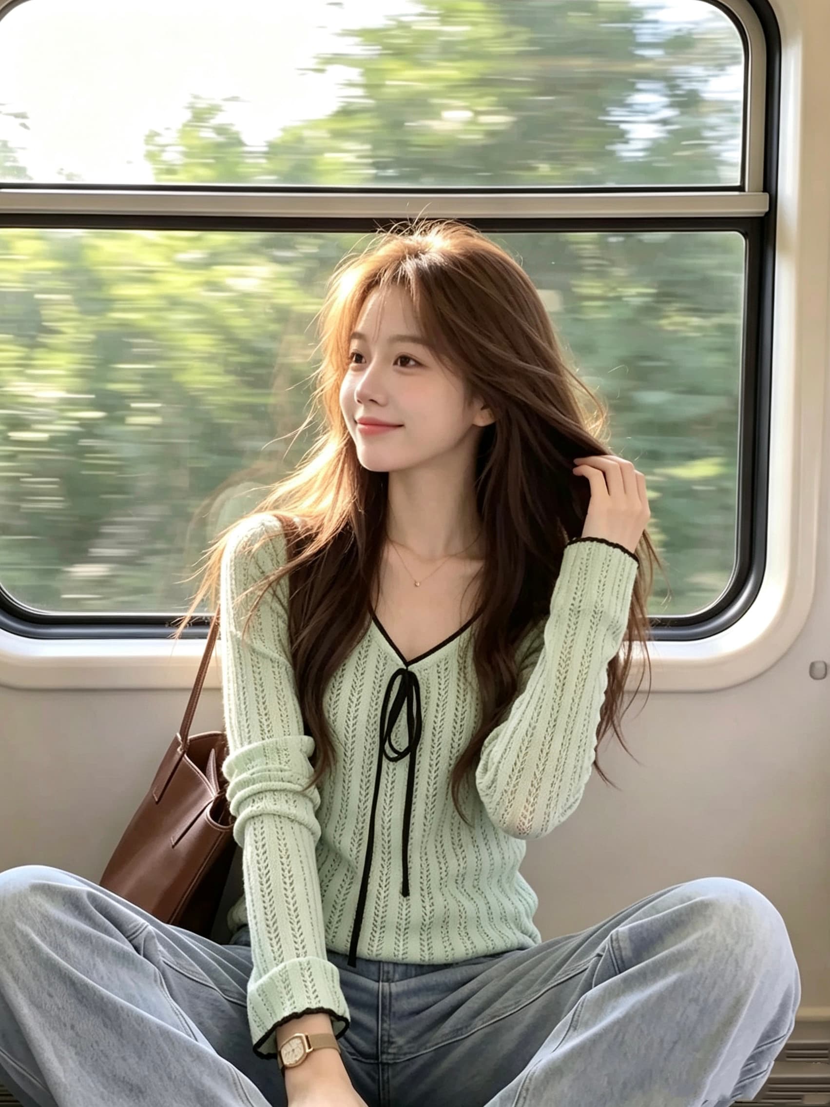 인사이드 가져 가라. 새로운 즐겨 찾기 2026 이른 가을 새로운 한 부서 프릴 배색 여성 나비 넥타이 디자인 홀로우 아웃 상세 이미지 2